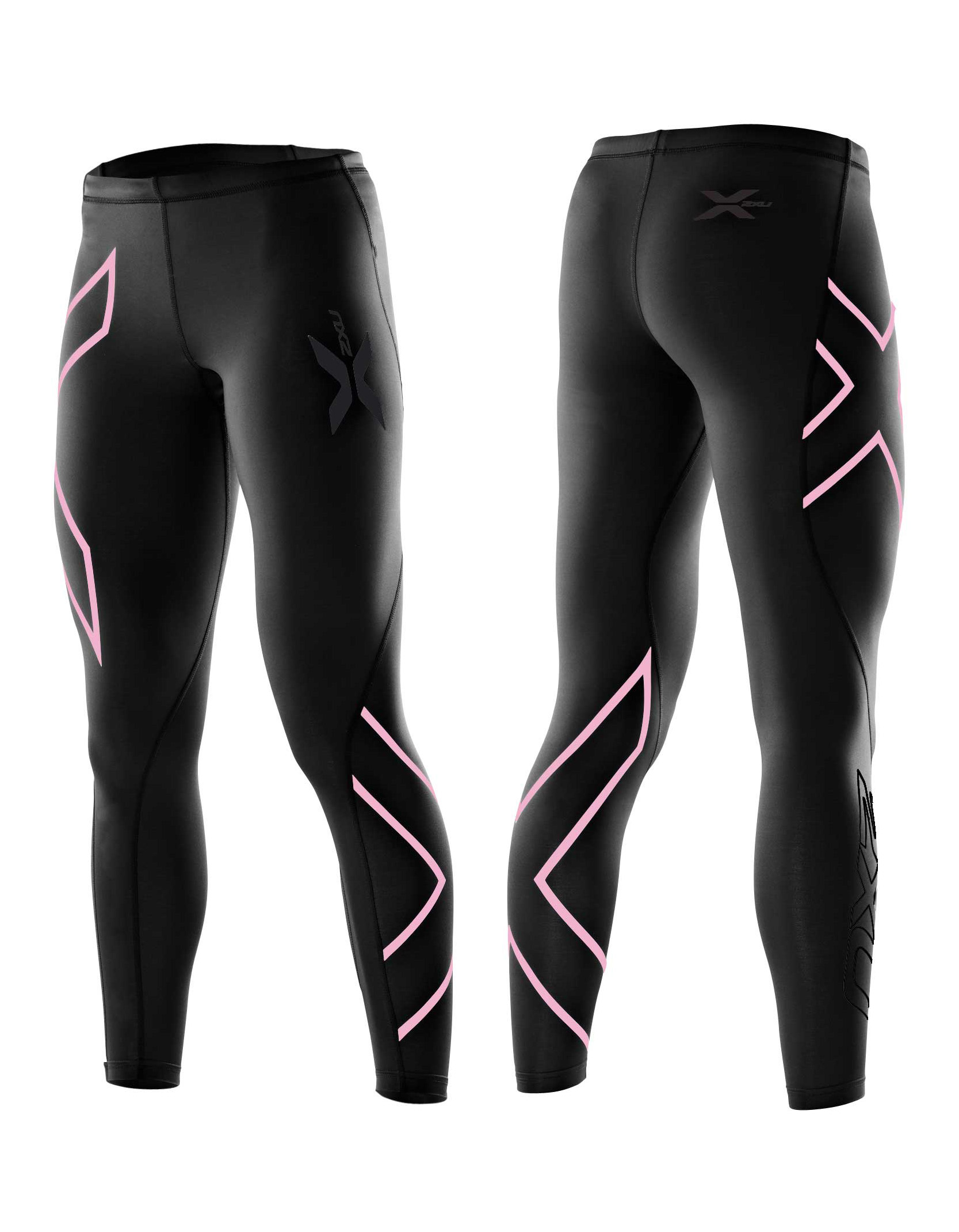 2XU Compression Tights Womens Black Baby Pink logo Tights.no