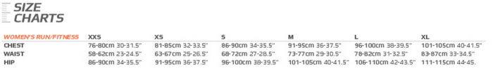 2XU size chart Womens run