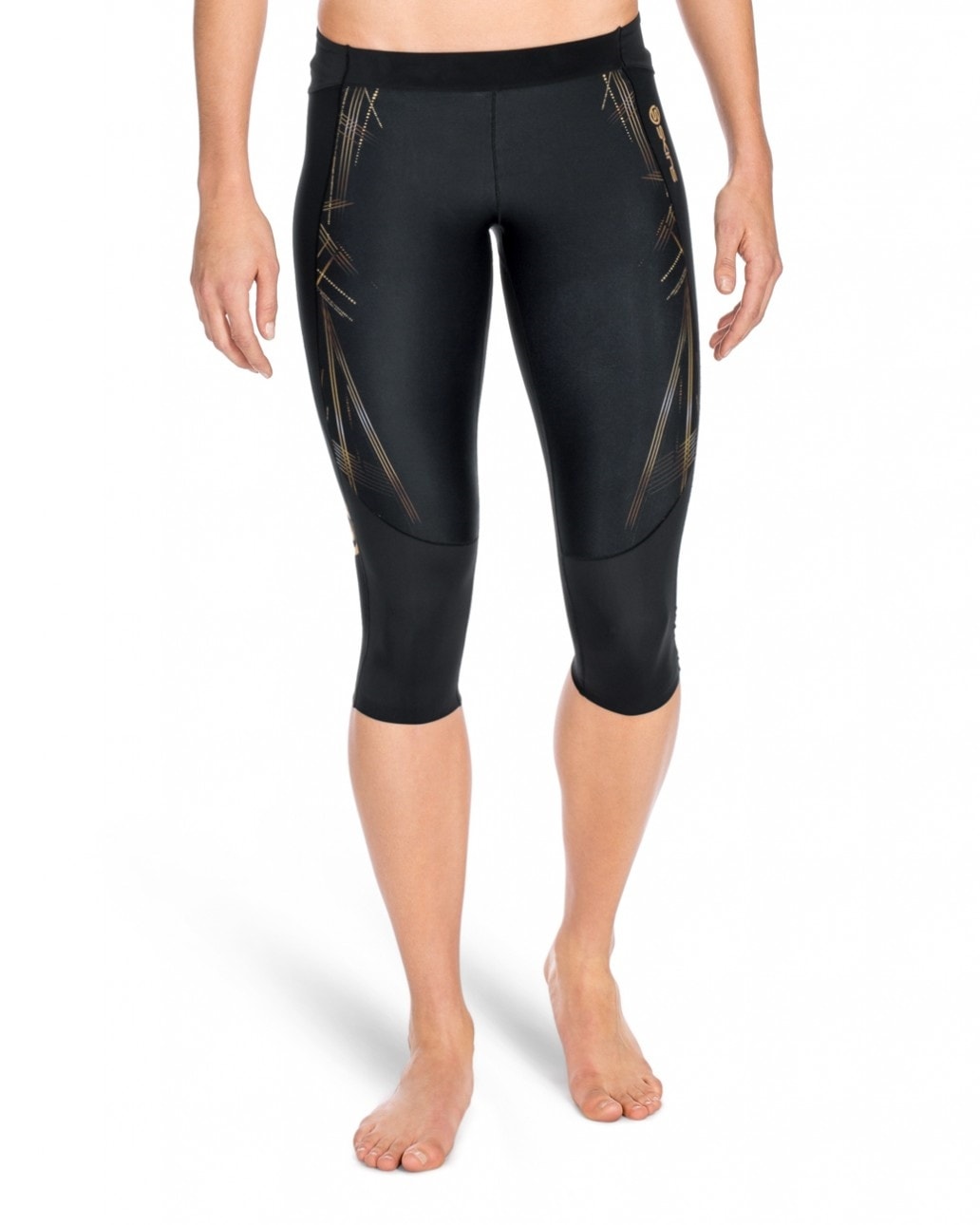 SKINS Skins A400 - 3/4 Leggings - Women's - black/gold - Private