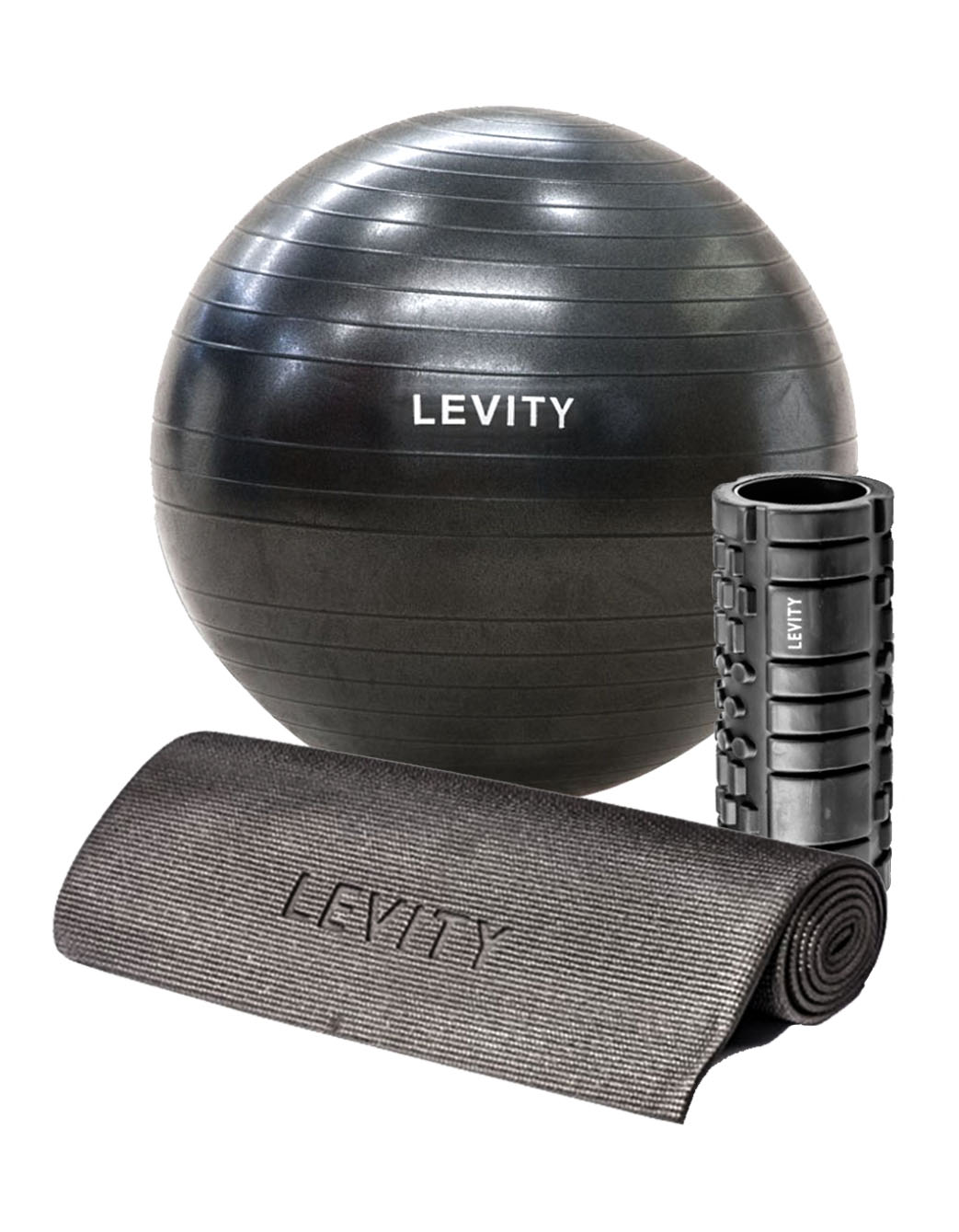 LEVITY Treningspakke – Foam Roller, Yoga Mat og Yoga Ball – black