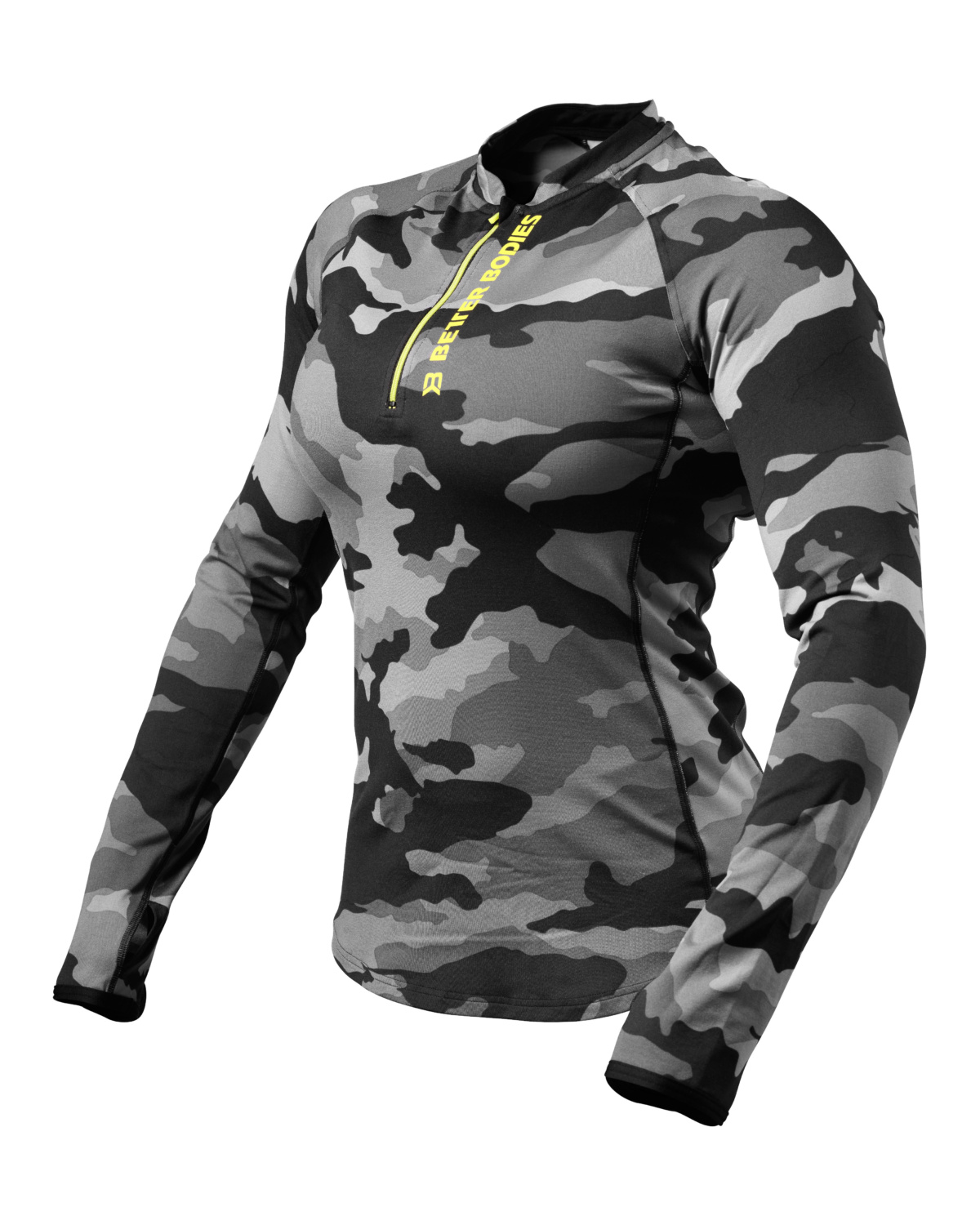Better Bodies Womens Zipped L/S Grey camoprint - S