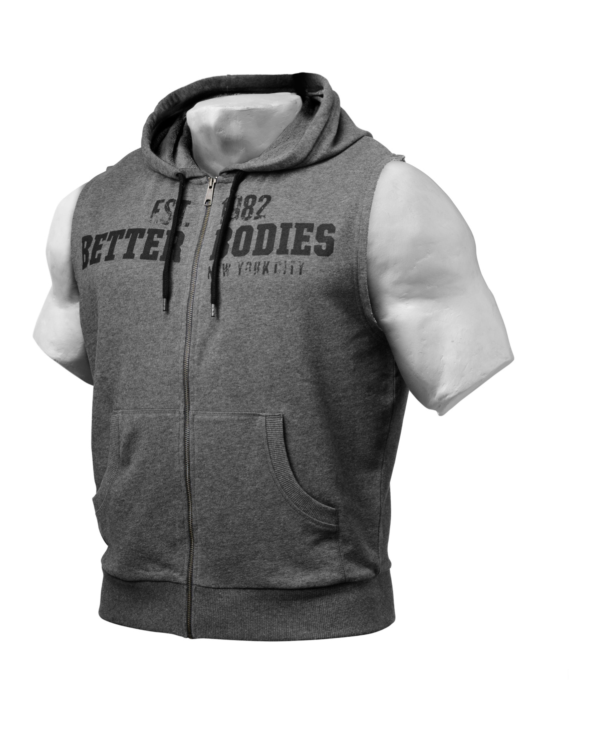 Better Bodies Mens Raw S/L hood Antracite melange - XL