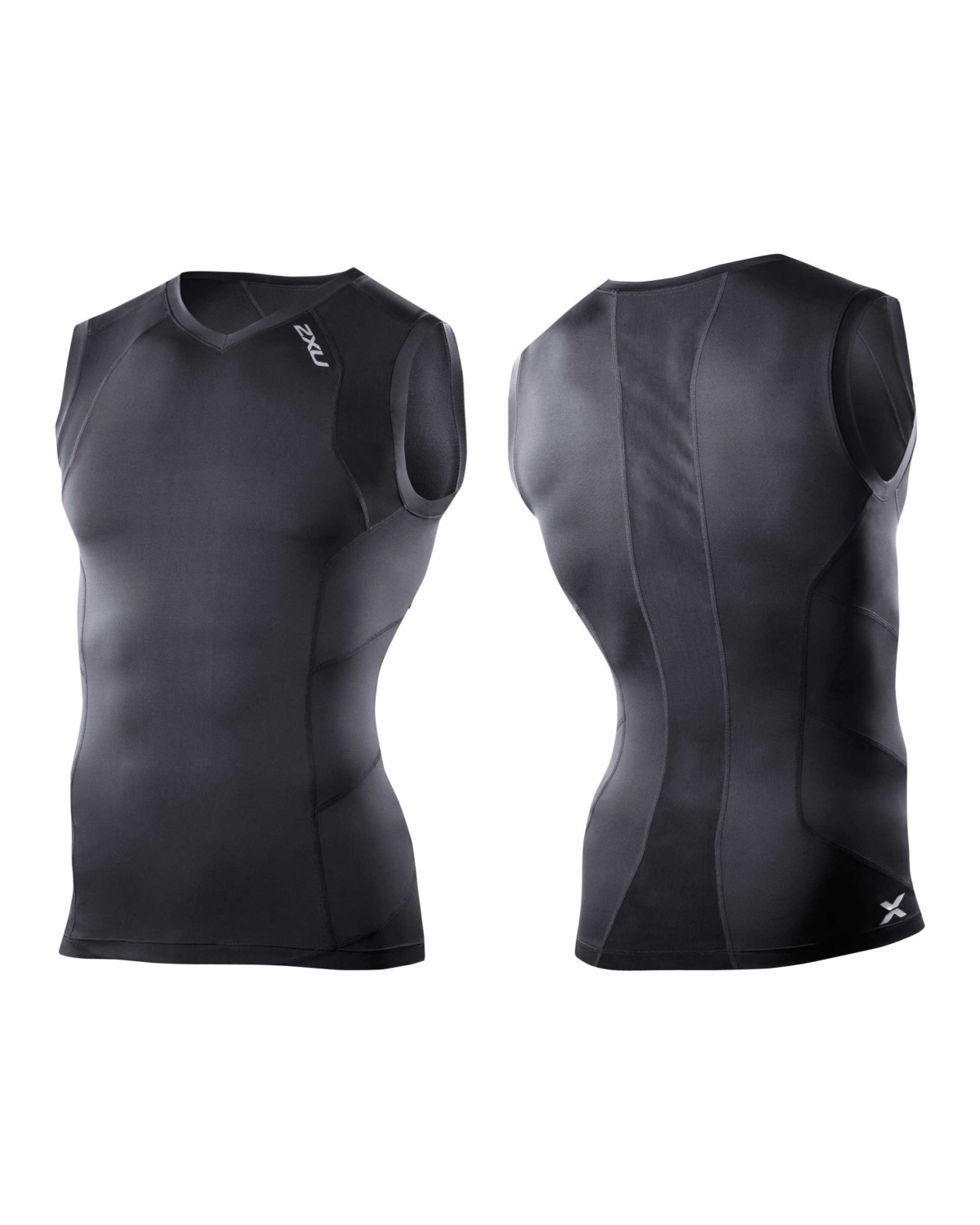 2XU Compression Mens Sleeveless Top Black/Black - XS