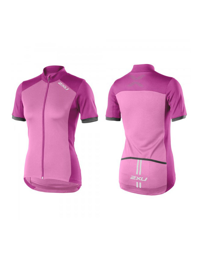 2XU Active Cycle Jersey Womens Magenta/Musk - XS