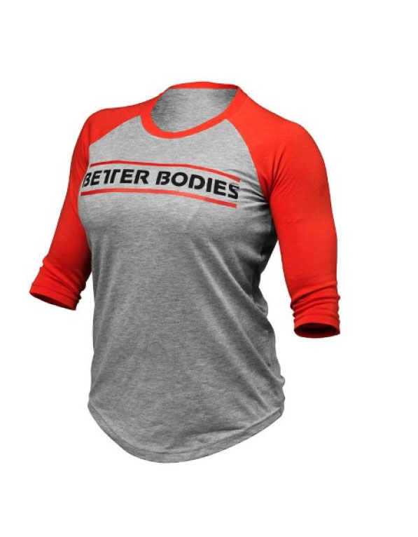 Better Bodies Womens Baseball Tee Greymelange/red - M