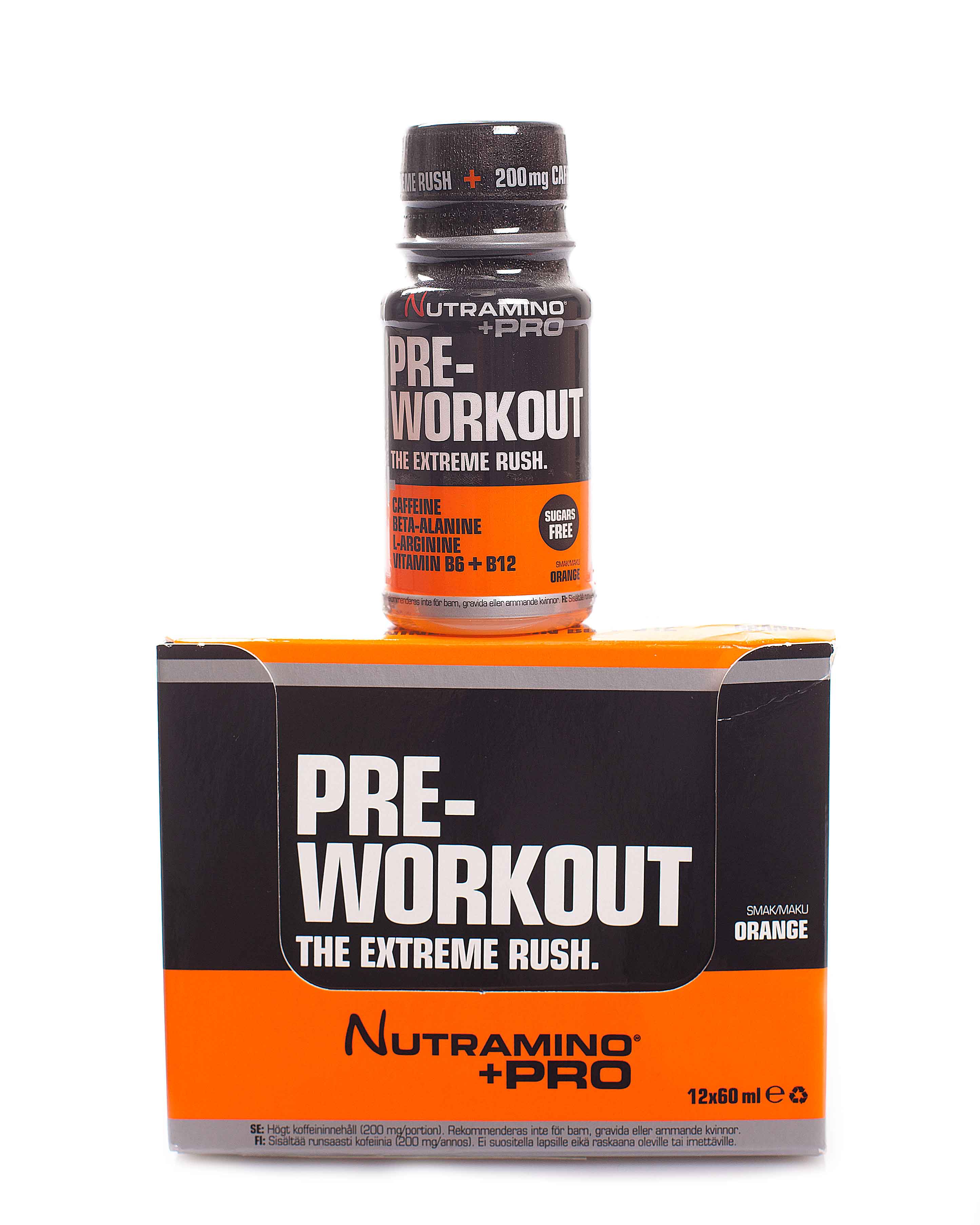 Nutramino +Pro PreWorkout Shot Orange 60ml 12 stk Nutramino +Pro PreWorkout Shot Orange 60ml 12 stk