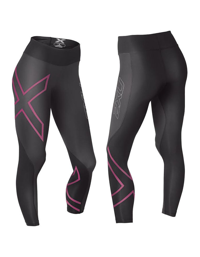 tetraeder overlap Nu 2XU Mid-Rise Compression Tights Womens Ink tonal/Cherry pink - NYHET 2016 -  Tights.no