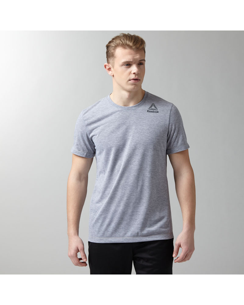 Reebok Mens Workout Ready Supremium Tee - Medium Grey Heather - S