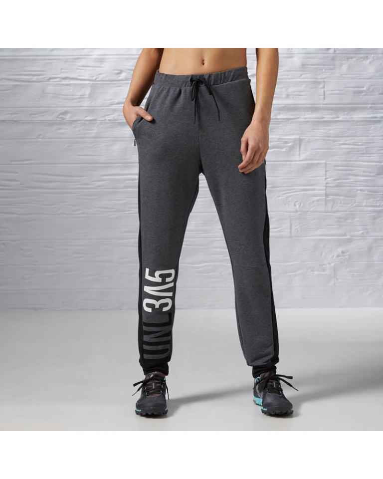 Reebok Womens Workout Ready Cotton Series Pants Dark Grey Heather