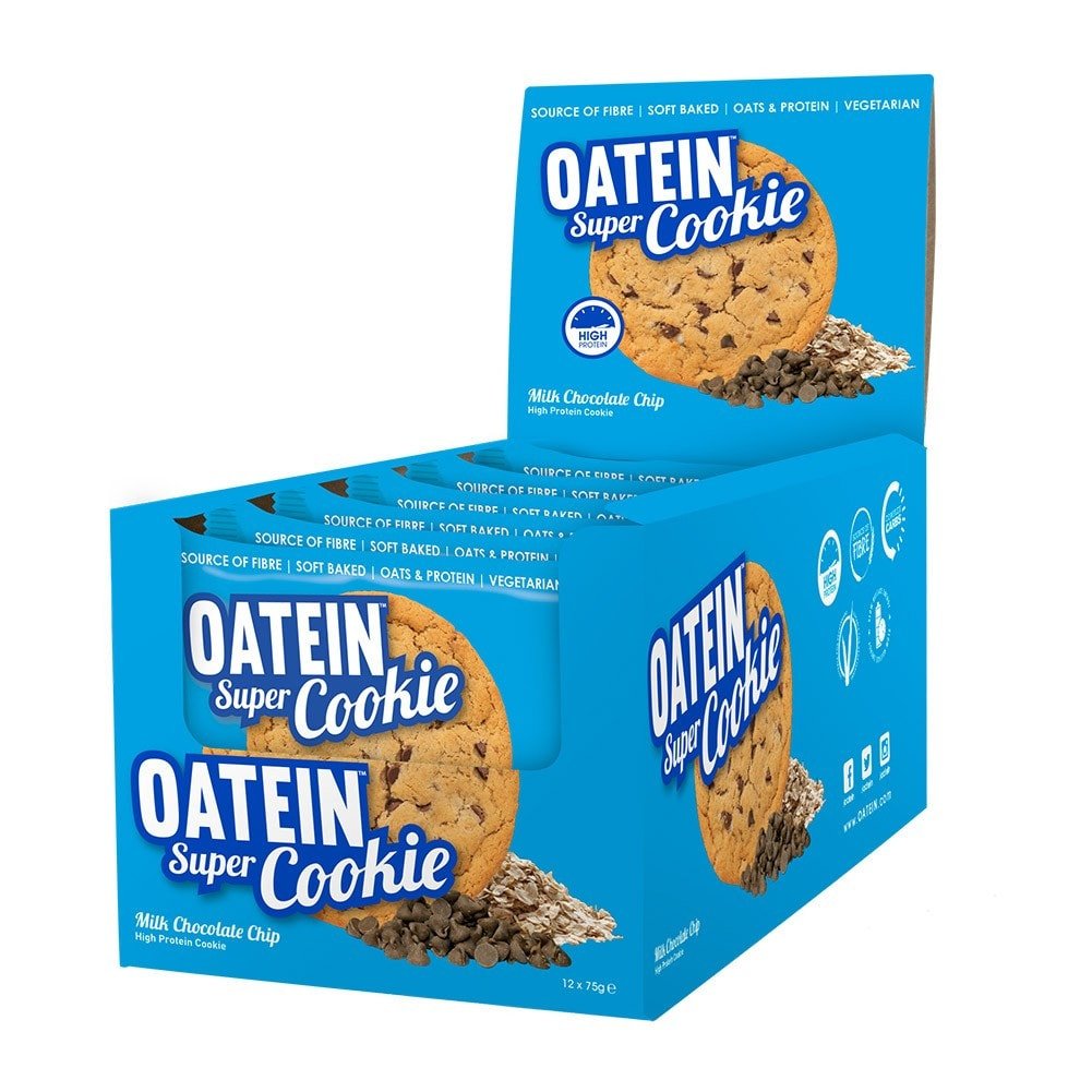 Oatein Super Cookies Milk Chocolate Chip 12x75g - proteiner