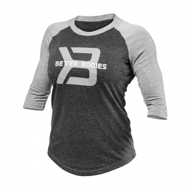 Better Bodies Womens Baseball Tee Antrancite Melange - S