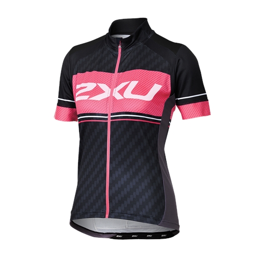 2XU Perform Pro Cycle Jersey Dame Sort/Rosa - XL - til