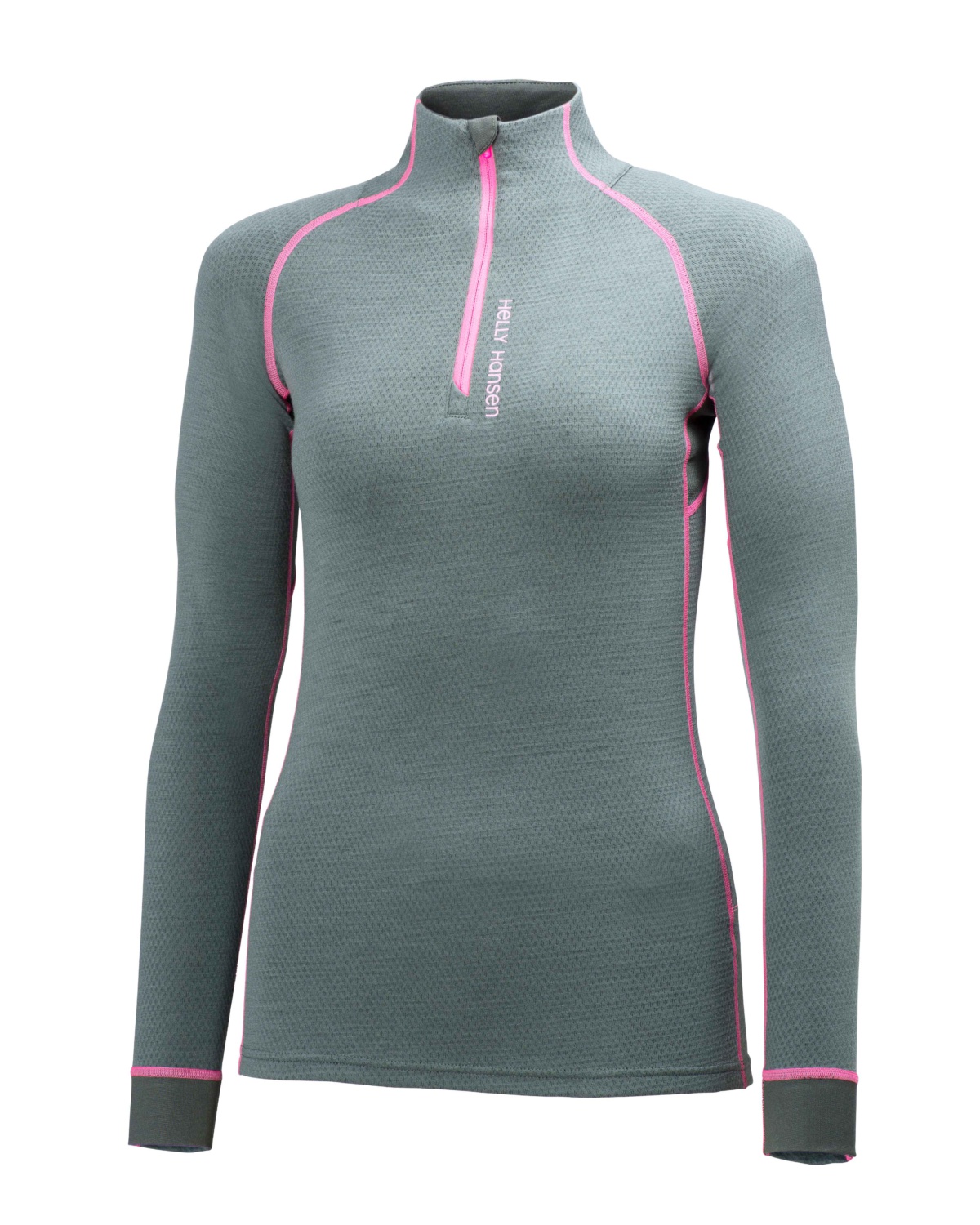 Helly Hansen Women Warm Flow High Neck 1/2 Z, Grey - L - merinoull