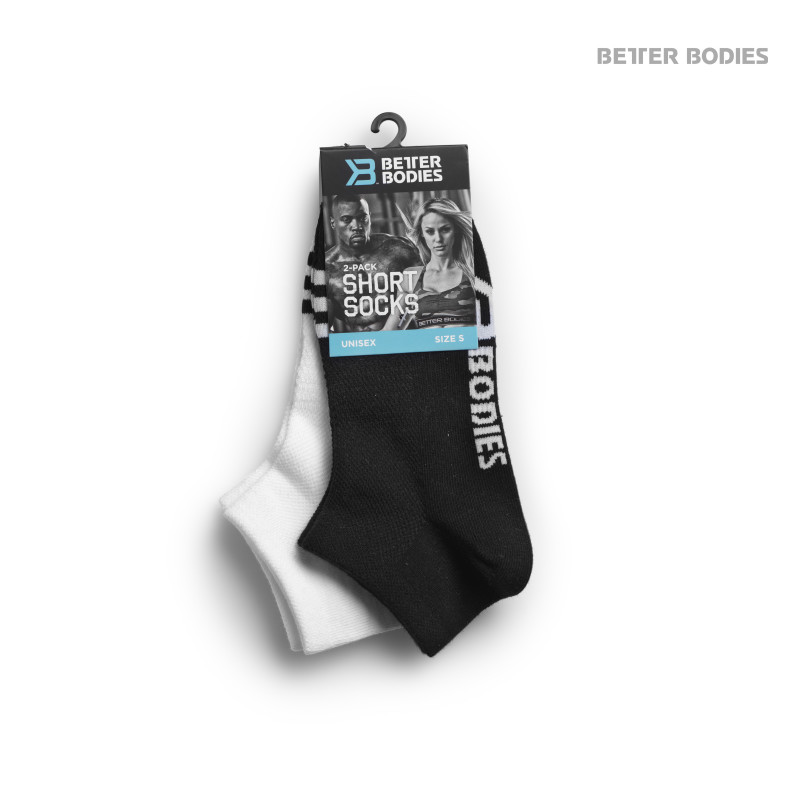 Better Bodies Short Socks 2-Pack Black/White - M - gym wear