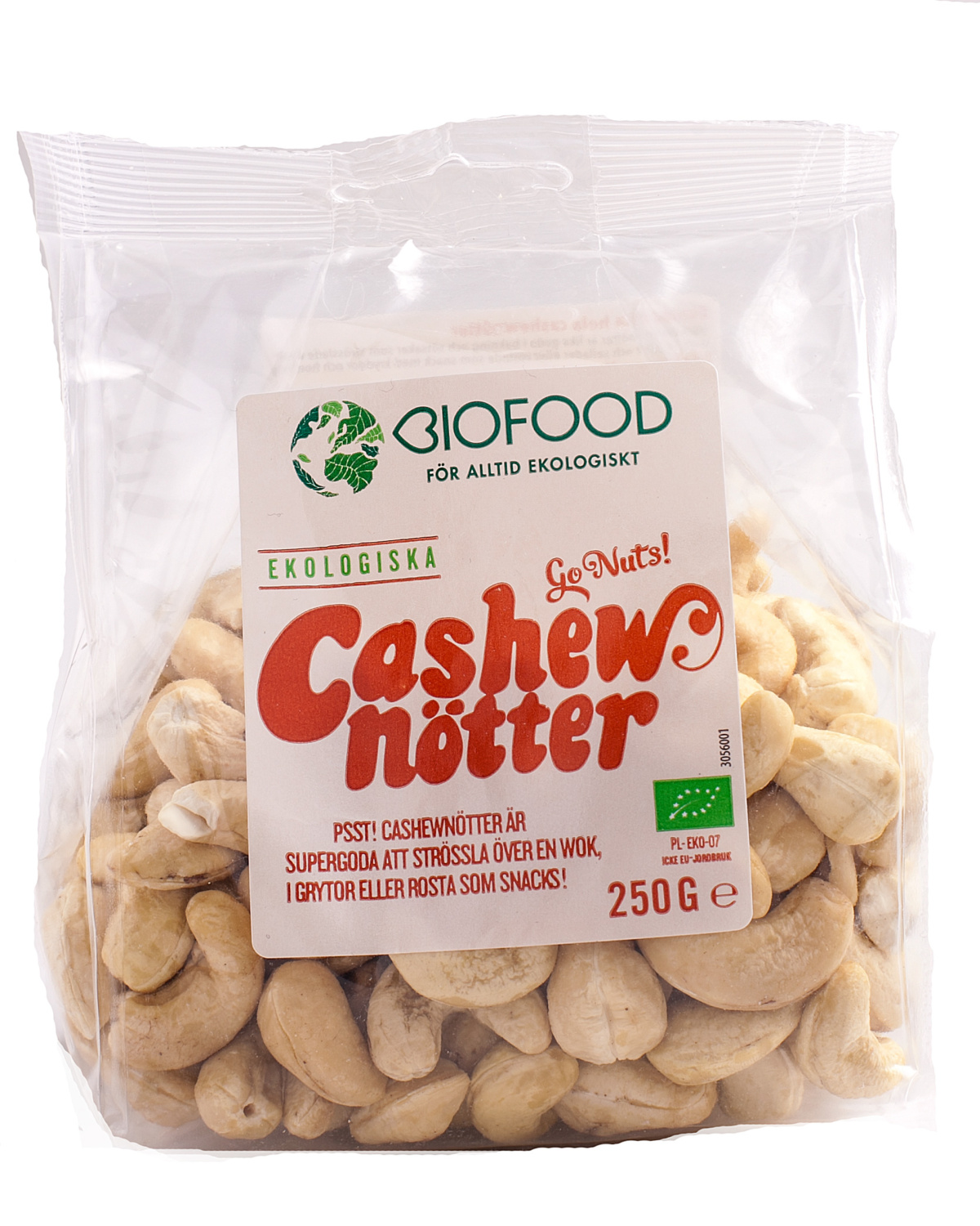 Hele Økologiske Cashewnøtter 250g - protein snacks