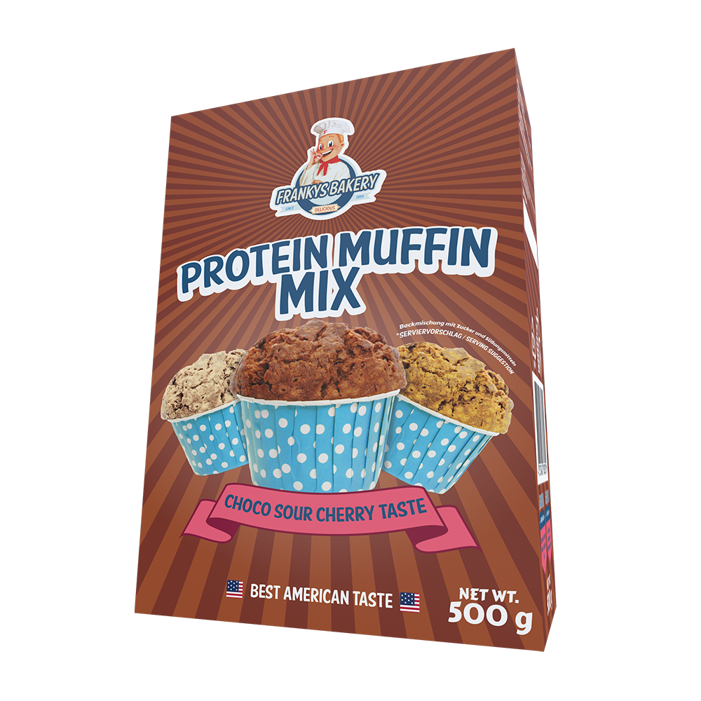 Franky's Bakery Proteinmuffins Chocolate Cherry 500g - mørk sjokolade