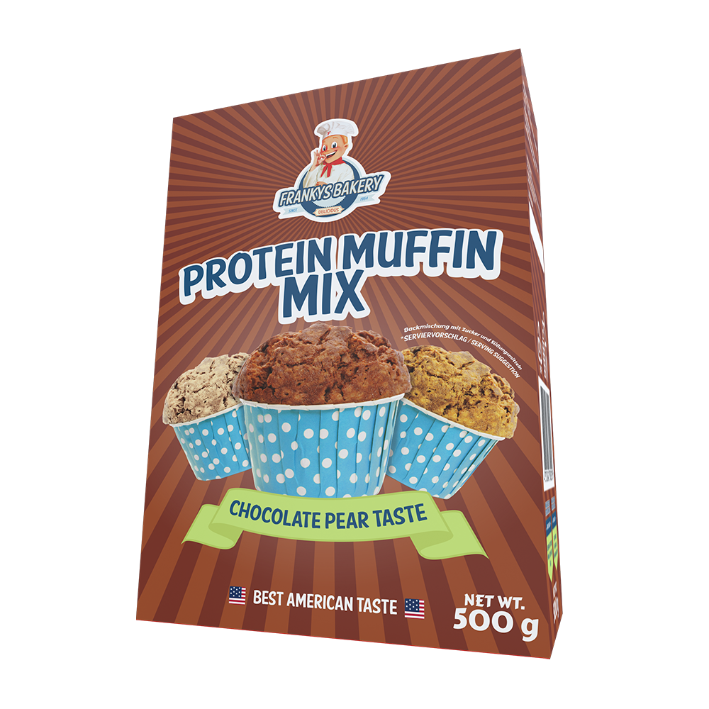 Franky's Bakery Proteinmuffins Chocolate Pear 500g - mørk sjokolade