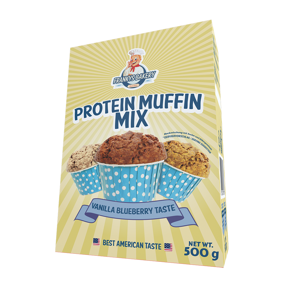 Franky's Bakery Proteinmuffins Vanilla Blueberry 500g - mørk sjokolade