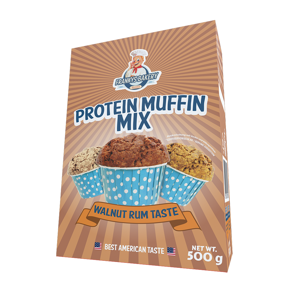 Franky's Bakery Proteinmuffins Walnut & Rum 500g - mørk sjokolade