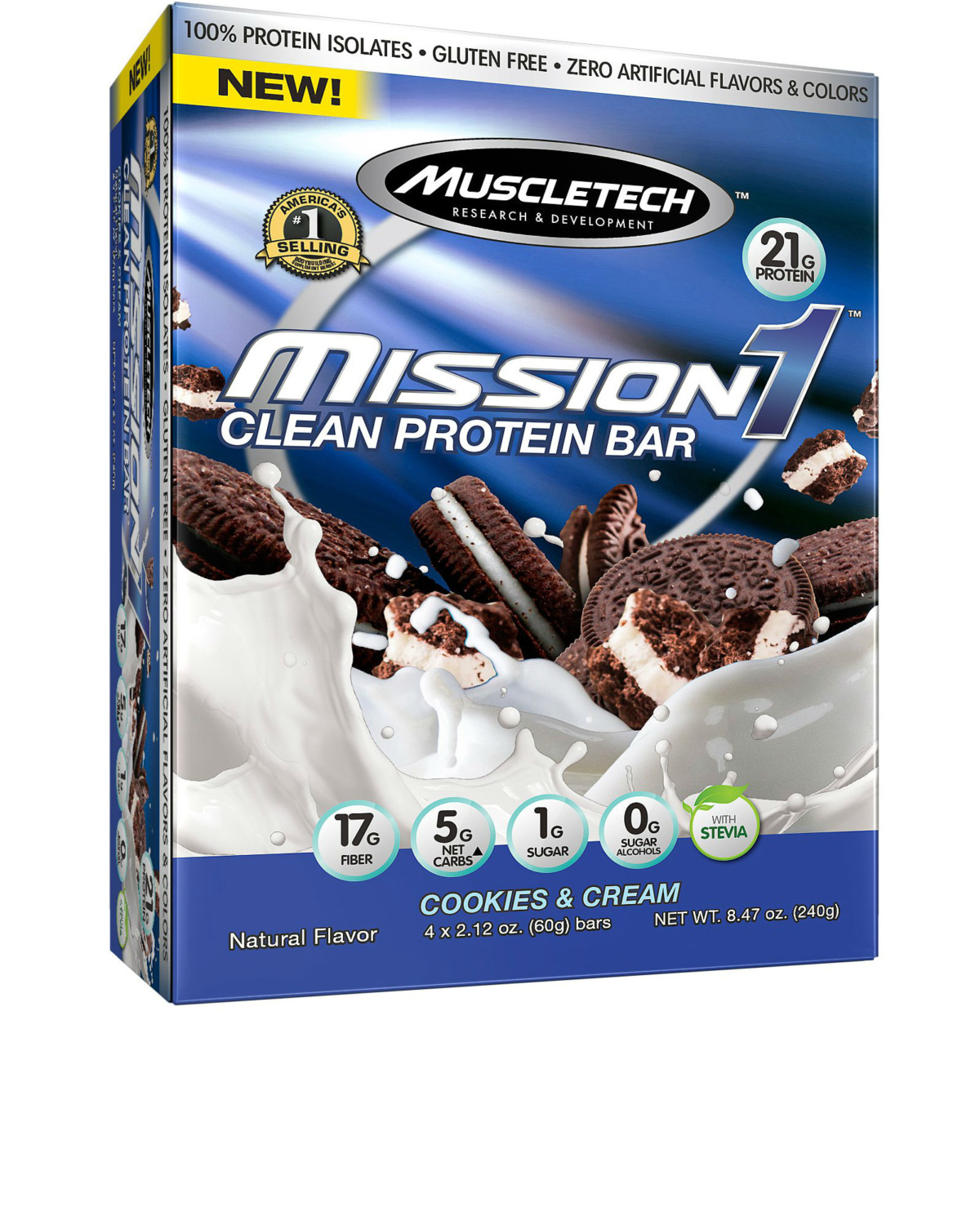 Mission1 Clean Cookies & Cream - Firepakning - 4x60g - protein bar