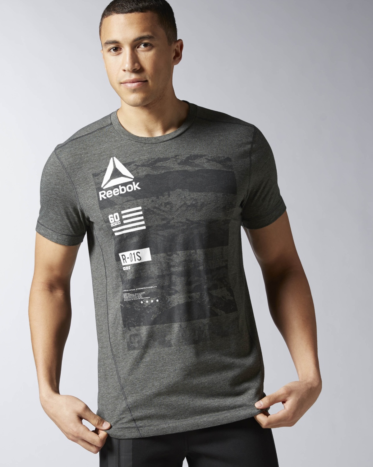 Reebok Mens ONE Series Speedwick Performance PW3R Top - Gravel-R - M - the body