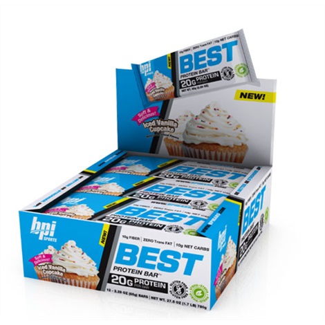 BPI Best Protein Bars Iced Vanilla Cupcake 12x69g - nutrition