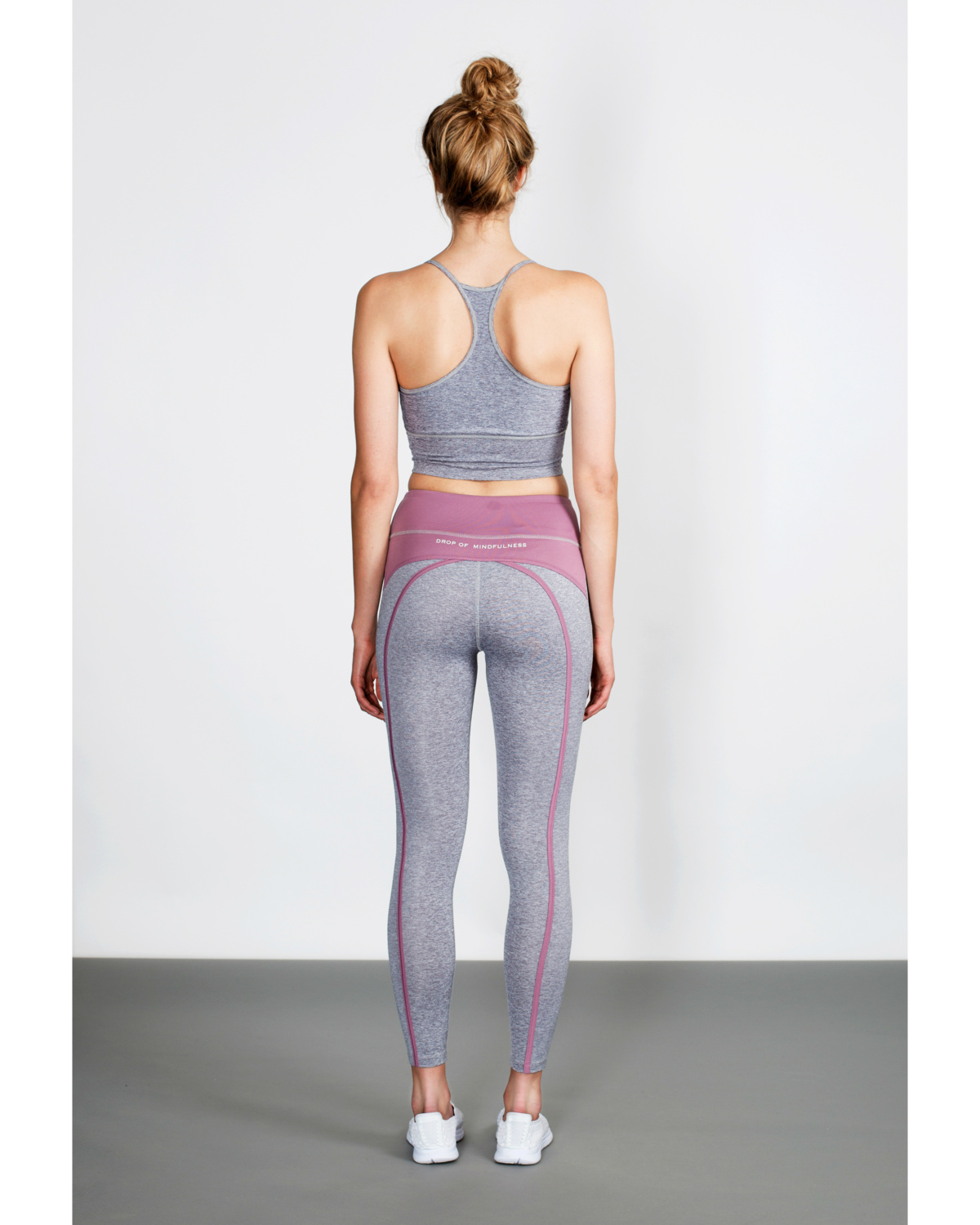 Drop of Mindfulness Bow II Tights - Grey Melange / Dusty Purple - S - over