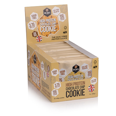 Dr Zaks Protein Cookie Chocolate Chip 12x60g - cocoa powder