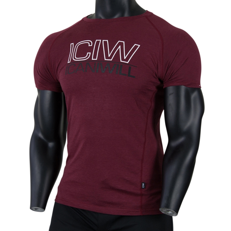 Icaniwill Men Tri-Blend T-Shirt Burgundy - S - best workout