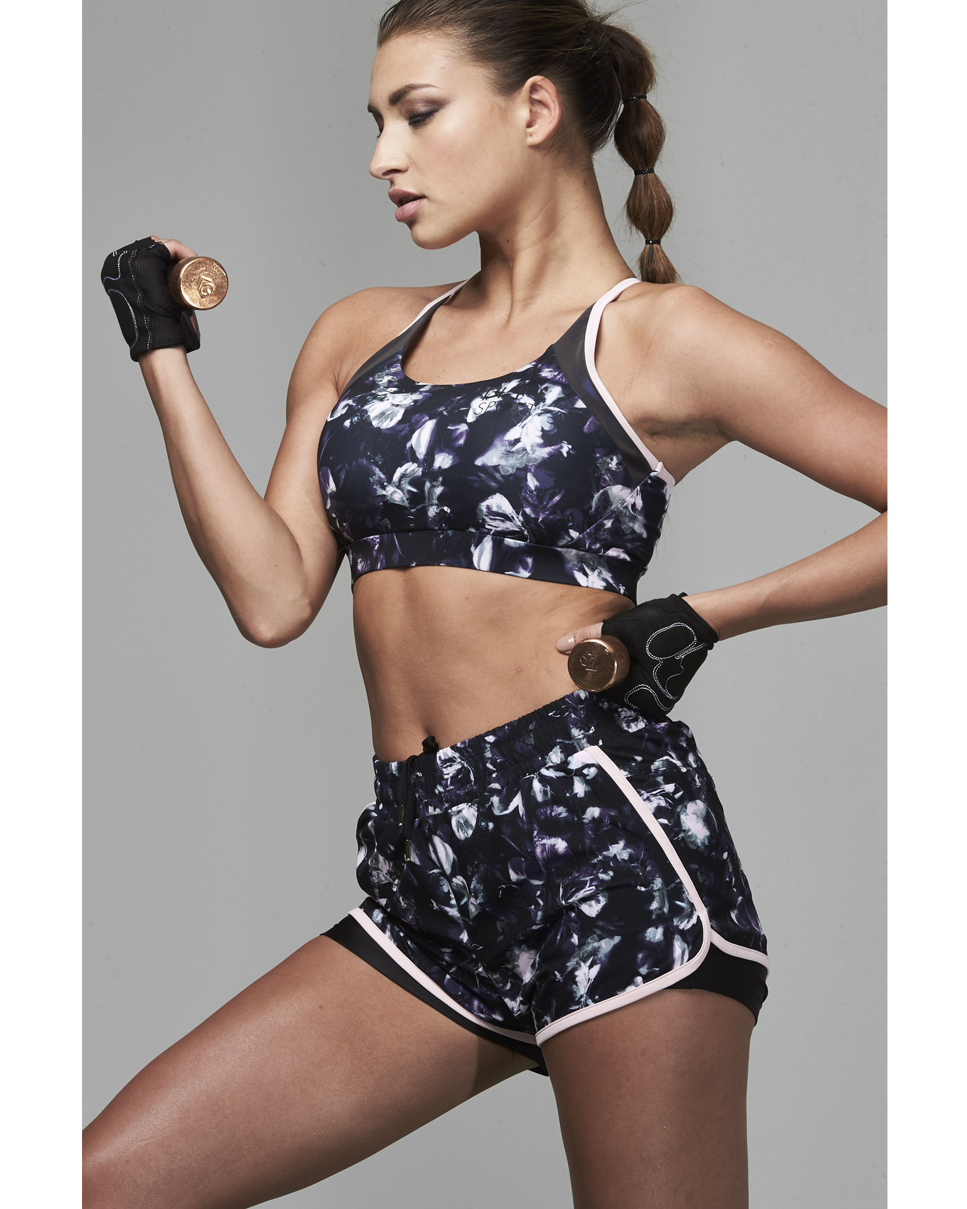 Ellesport Printed Racer Back Bra with Support - Opulence Print