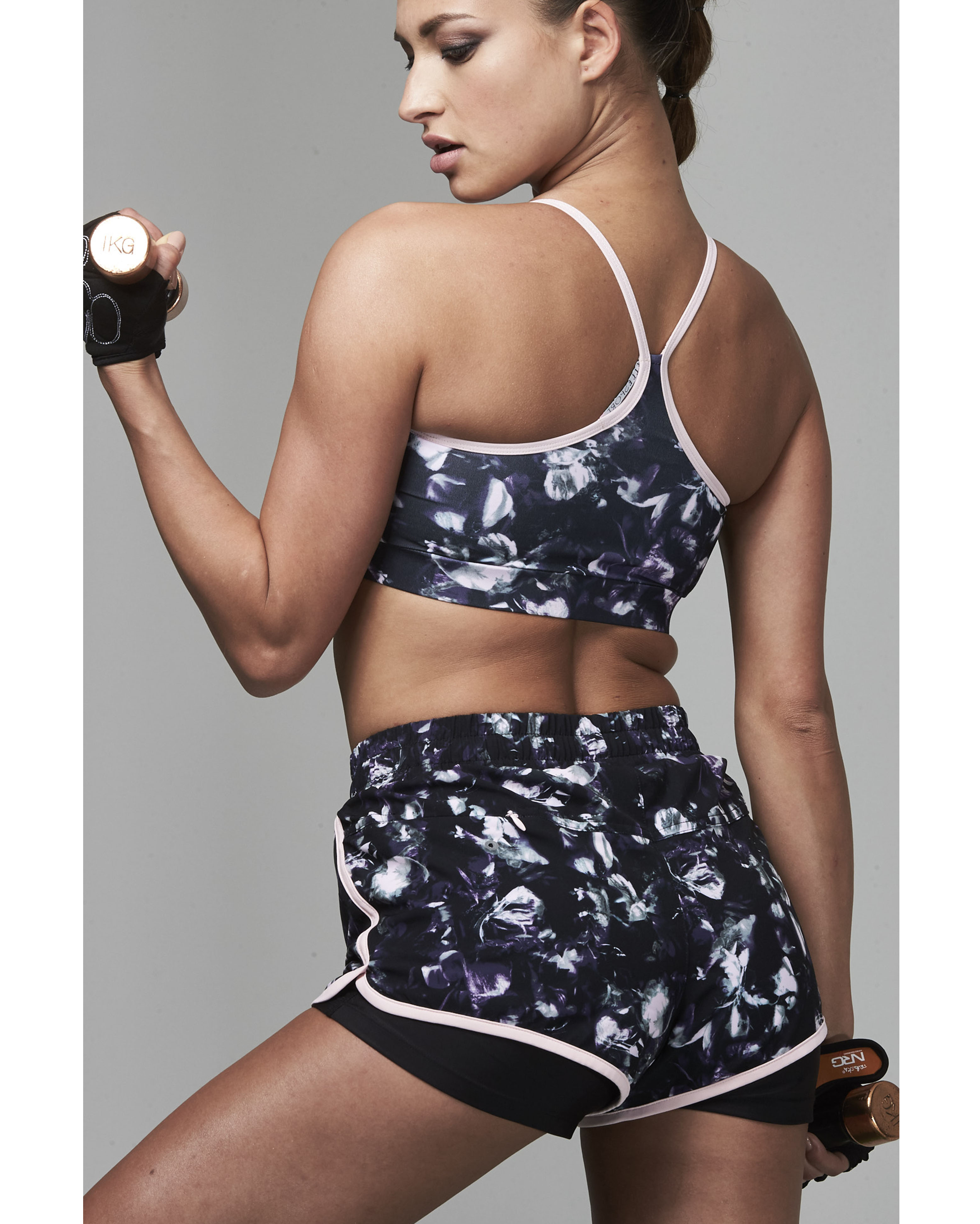 Ellesport Printed Racer Back Bra with Support - Opulence Print