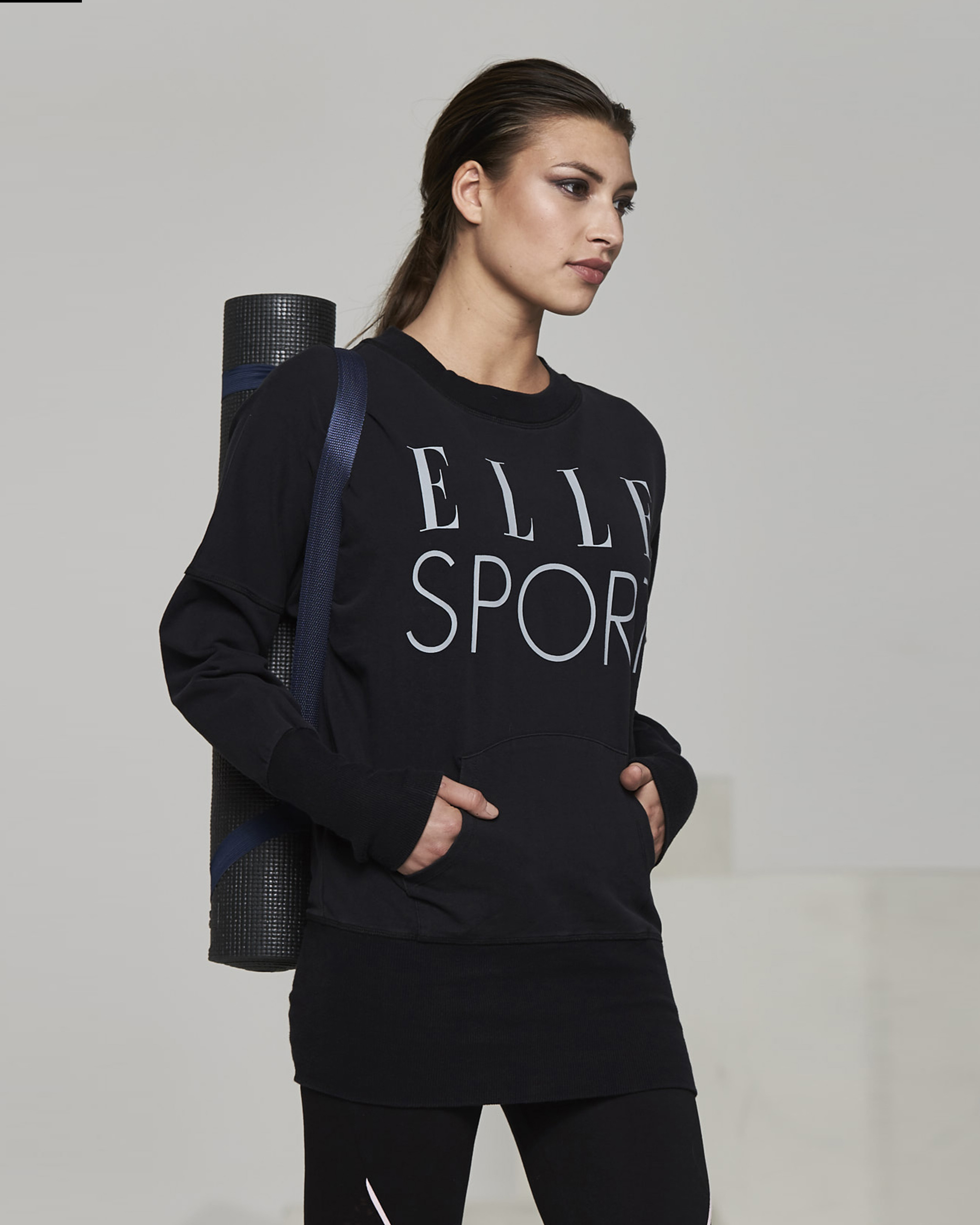 Ellesport Washed Long Sleeve Slouch Top – Black