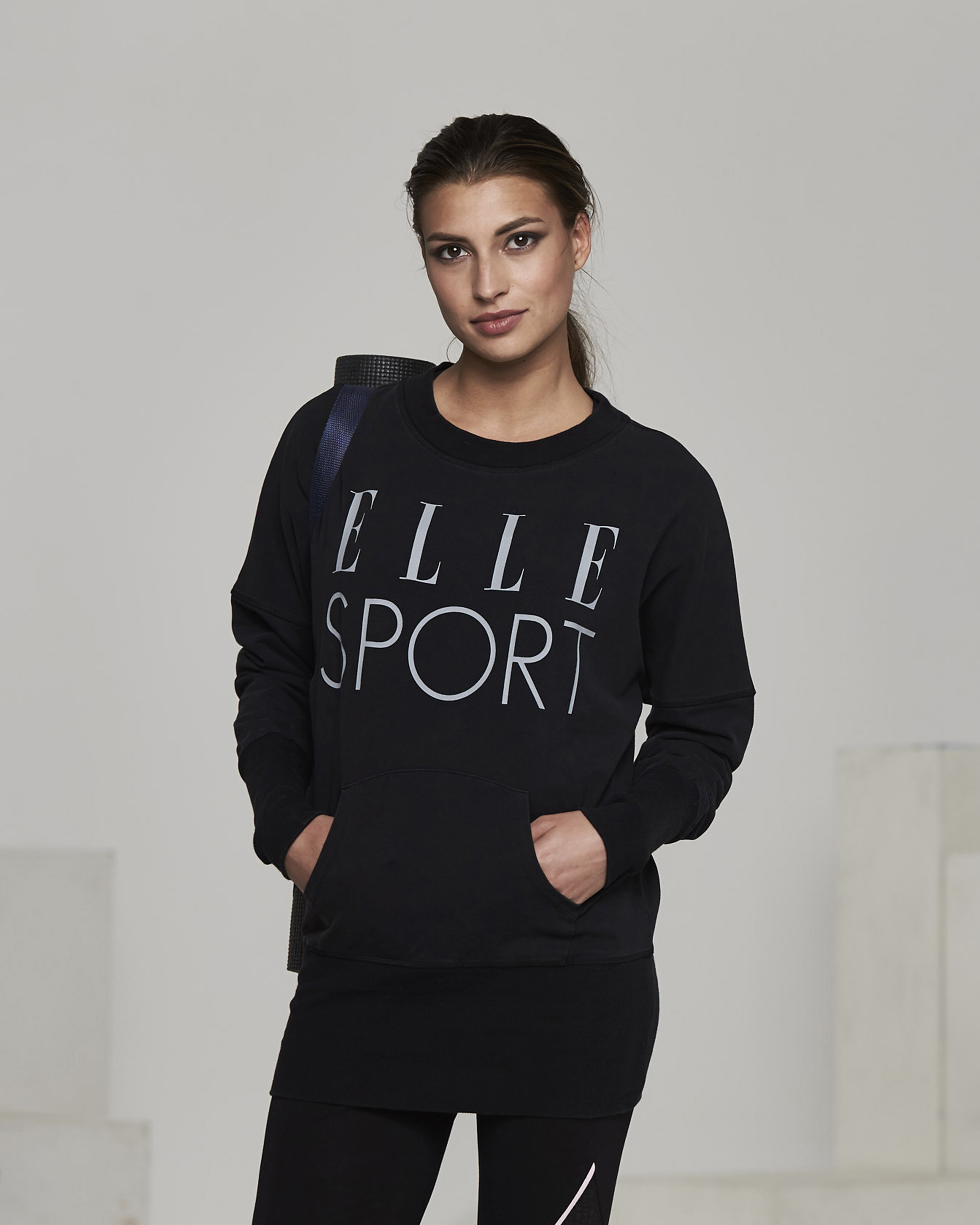 Ellesport Washed Long Sleeve Slouch Top – Black