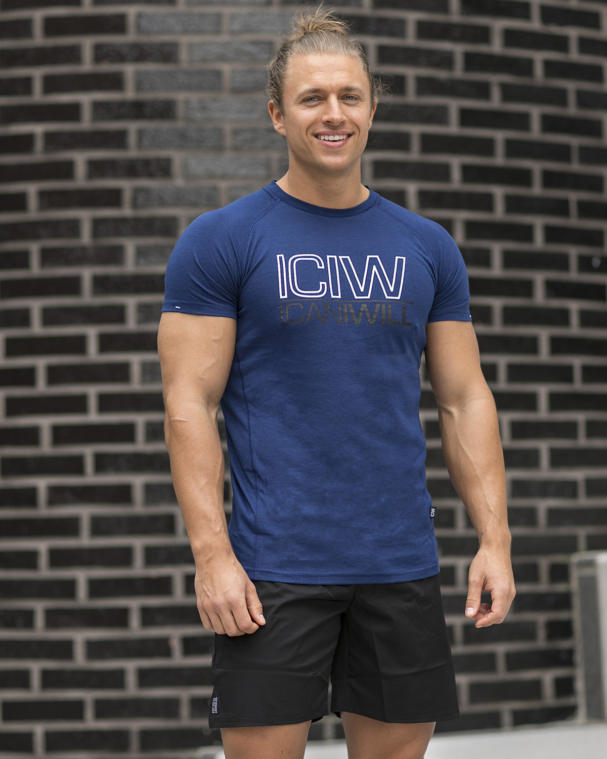 Icaniwill Men Tri-Blend T-Shirt Navy - S - best workout
