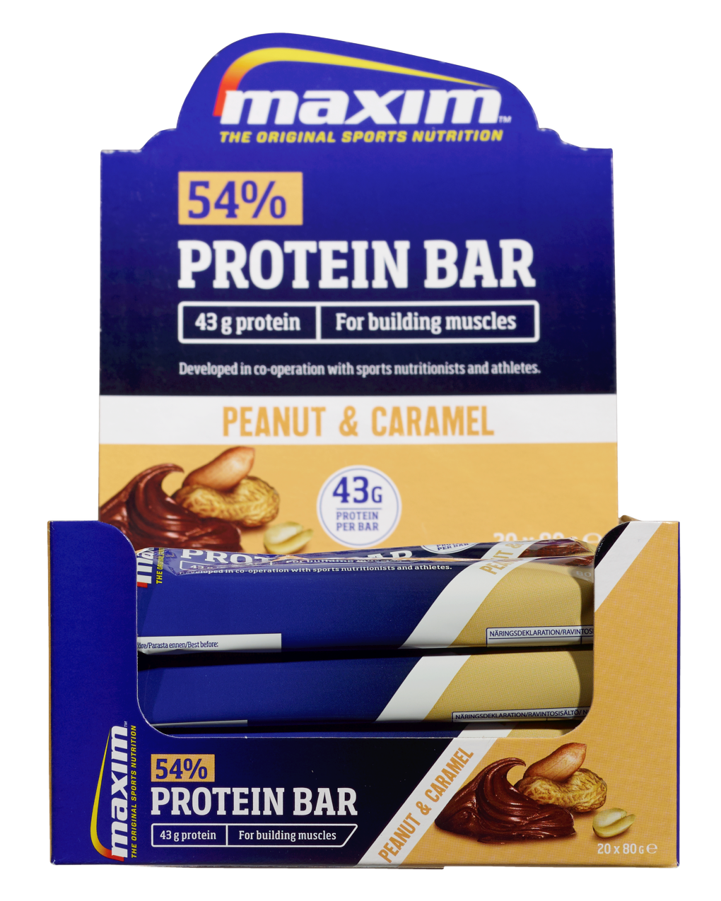 Maxim 54% Protein Bar Peanut &amp; Caramel 20x80g