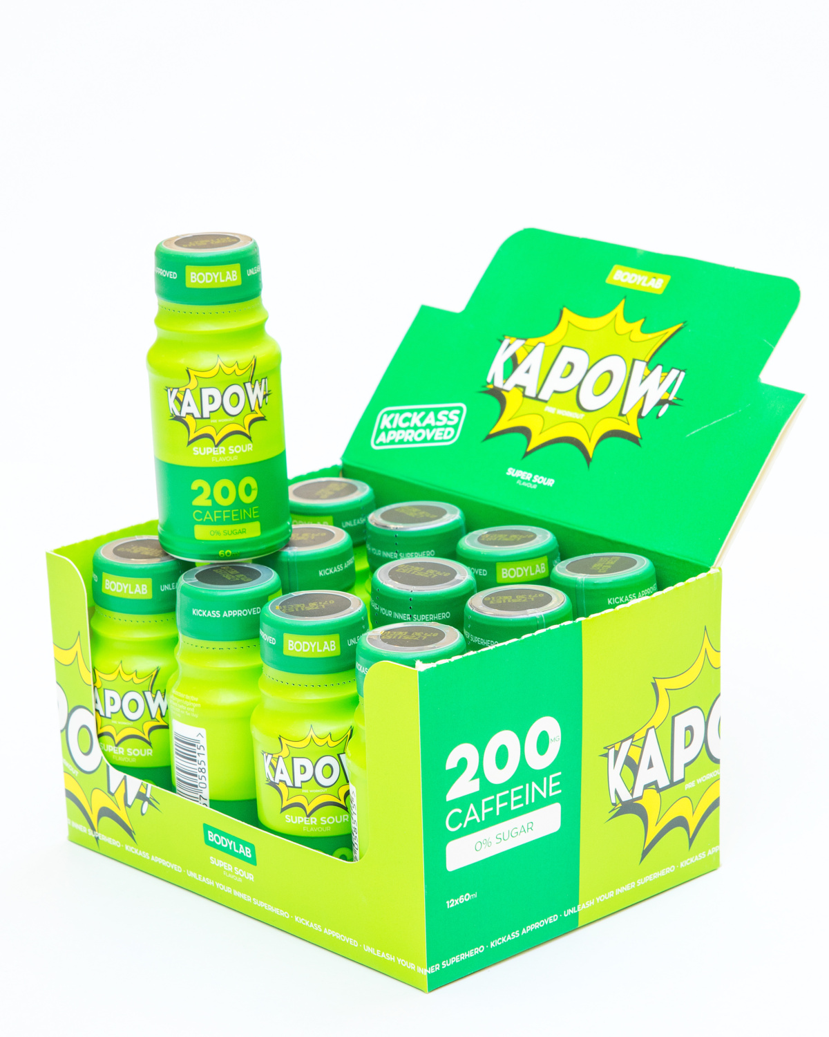 Bodylab KAPOW! Pre Workout Shot Super Sour 12x60ml - vitamin