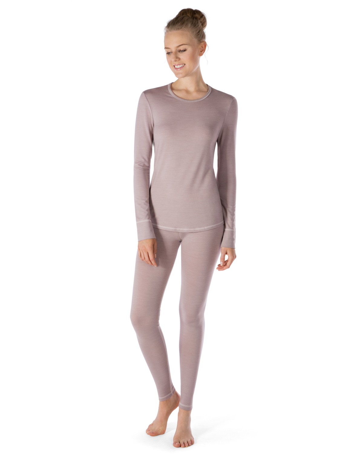 Skiny Active Wool Long Sleeve Shirt, Taupe Melange - 44 - til