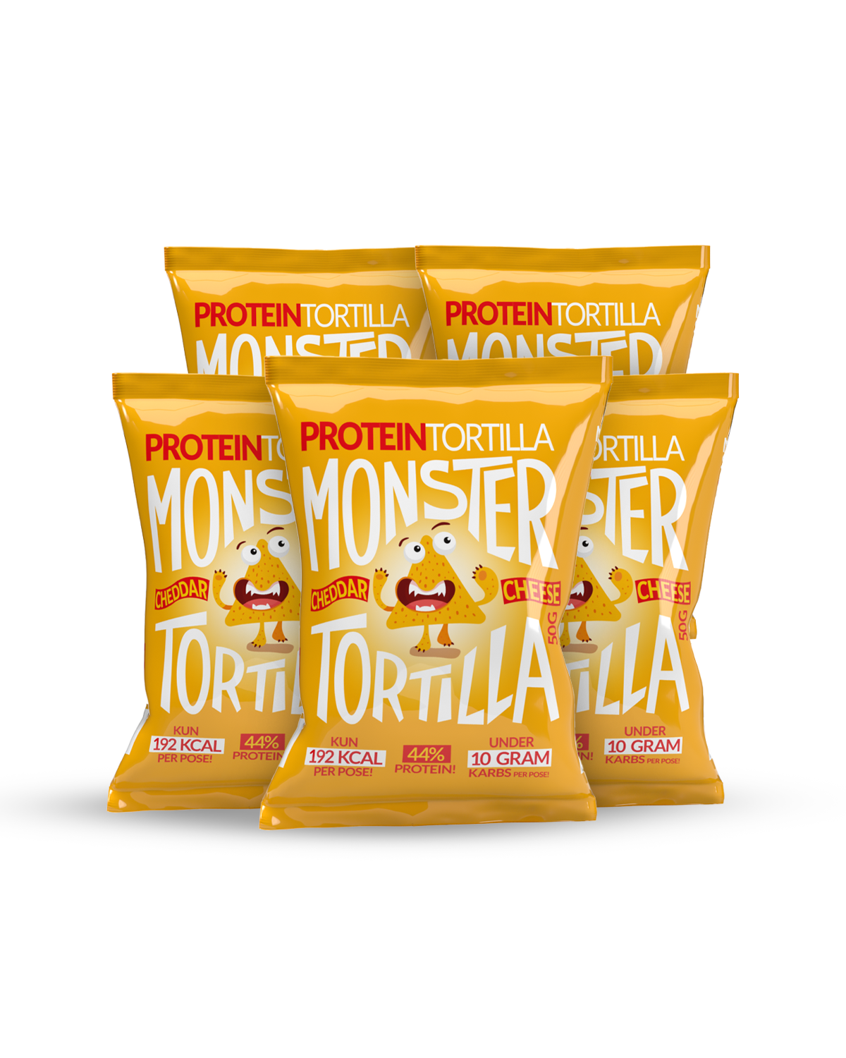 Monster Lavkarbo Protein Tortilla Cheddar Chips 5x50g
