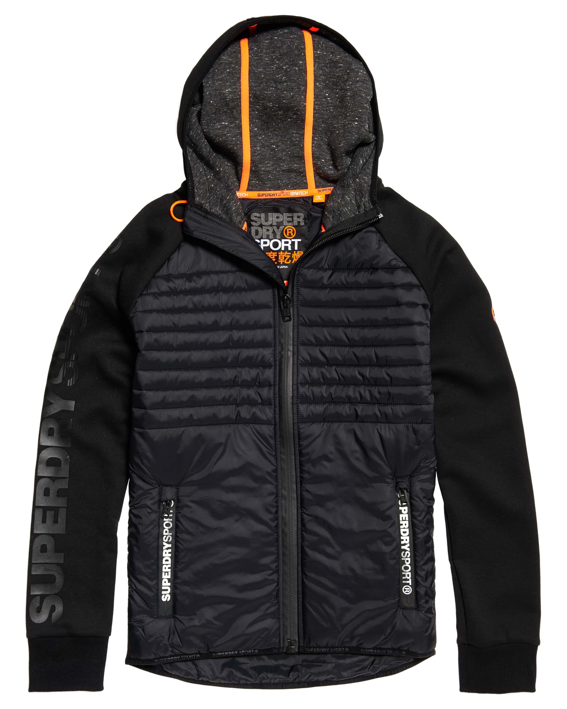 Superdry Gym Tech Hybrid Ziphood - Black/Ash Granite