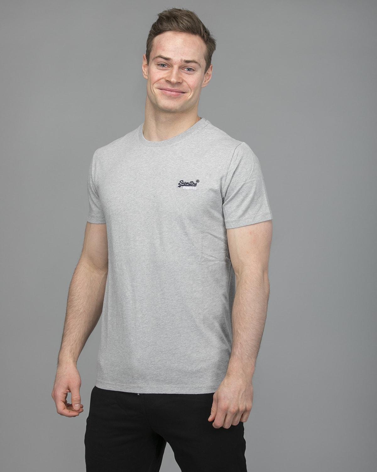Superdry Orange Label Vintage Emb Tee - Grey Marl - S - skjorte