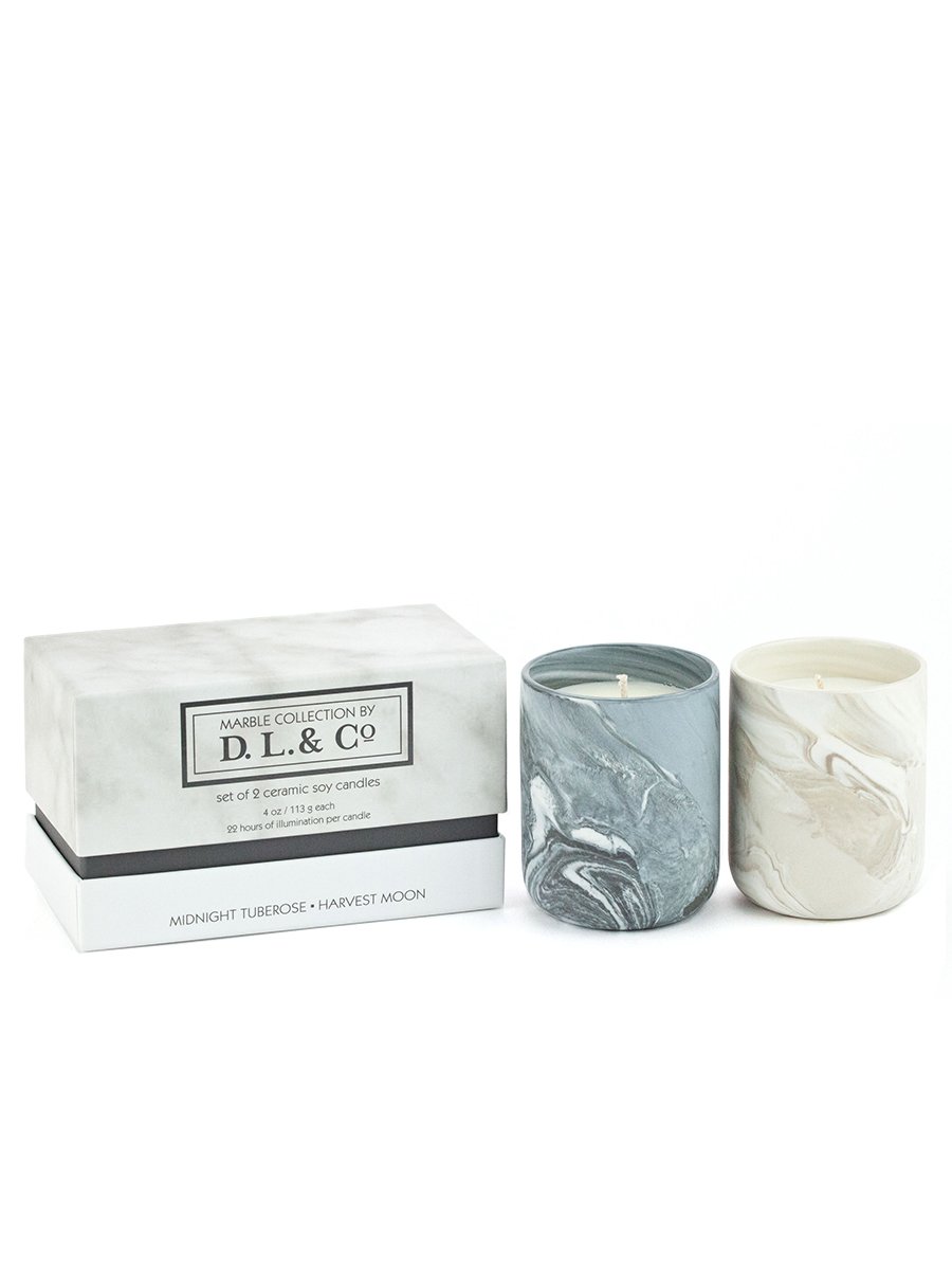D.L. & Co Keramiske Duftlys Midnight Tuberose & Harvest Moon - the