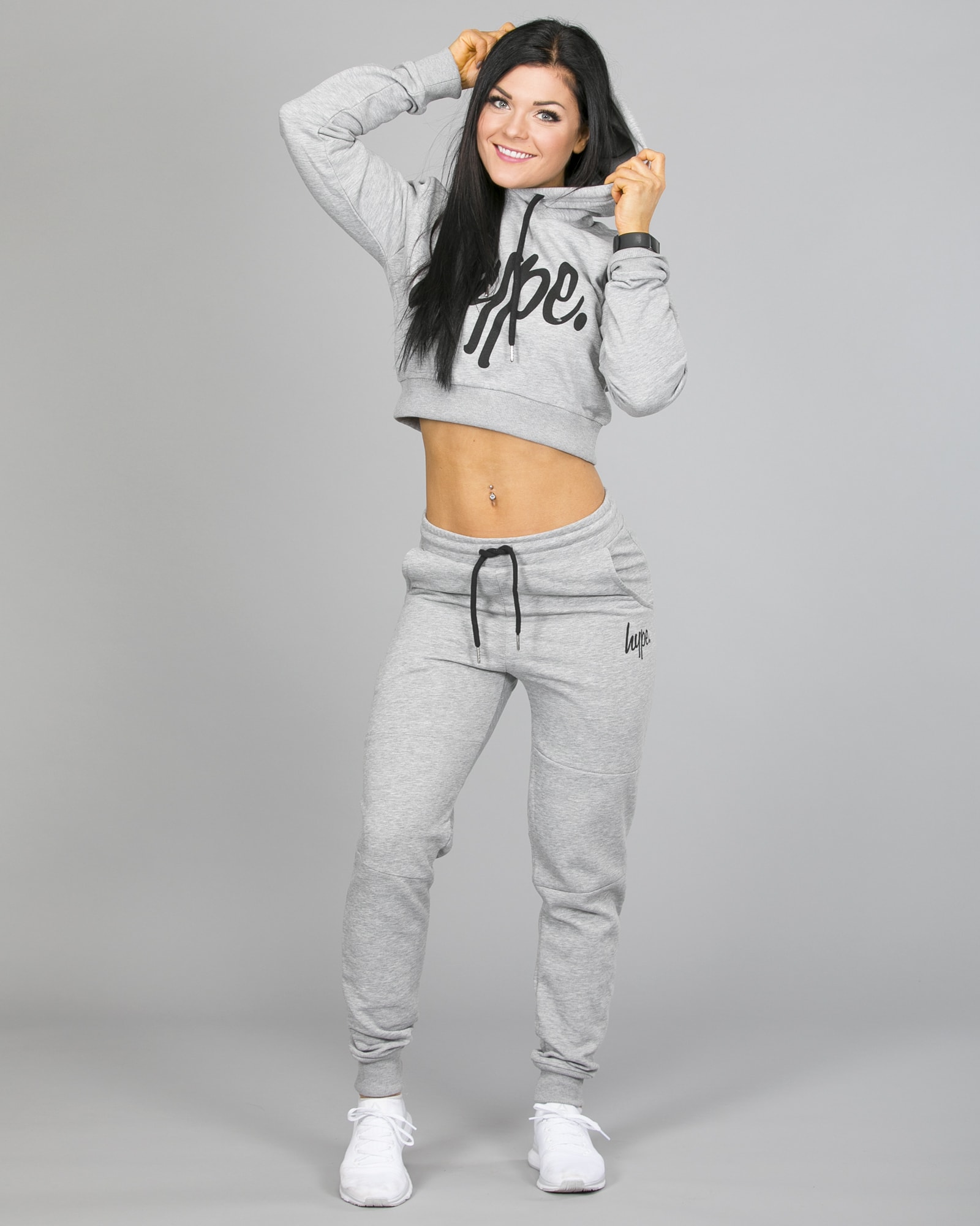 Hype Script Crop Hoodie womch002 and Script Joggers womj002 Grey b