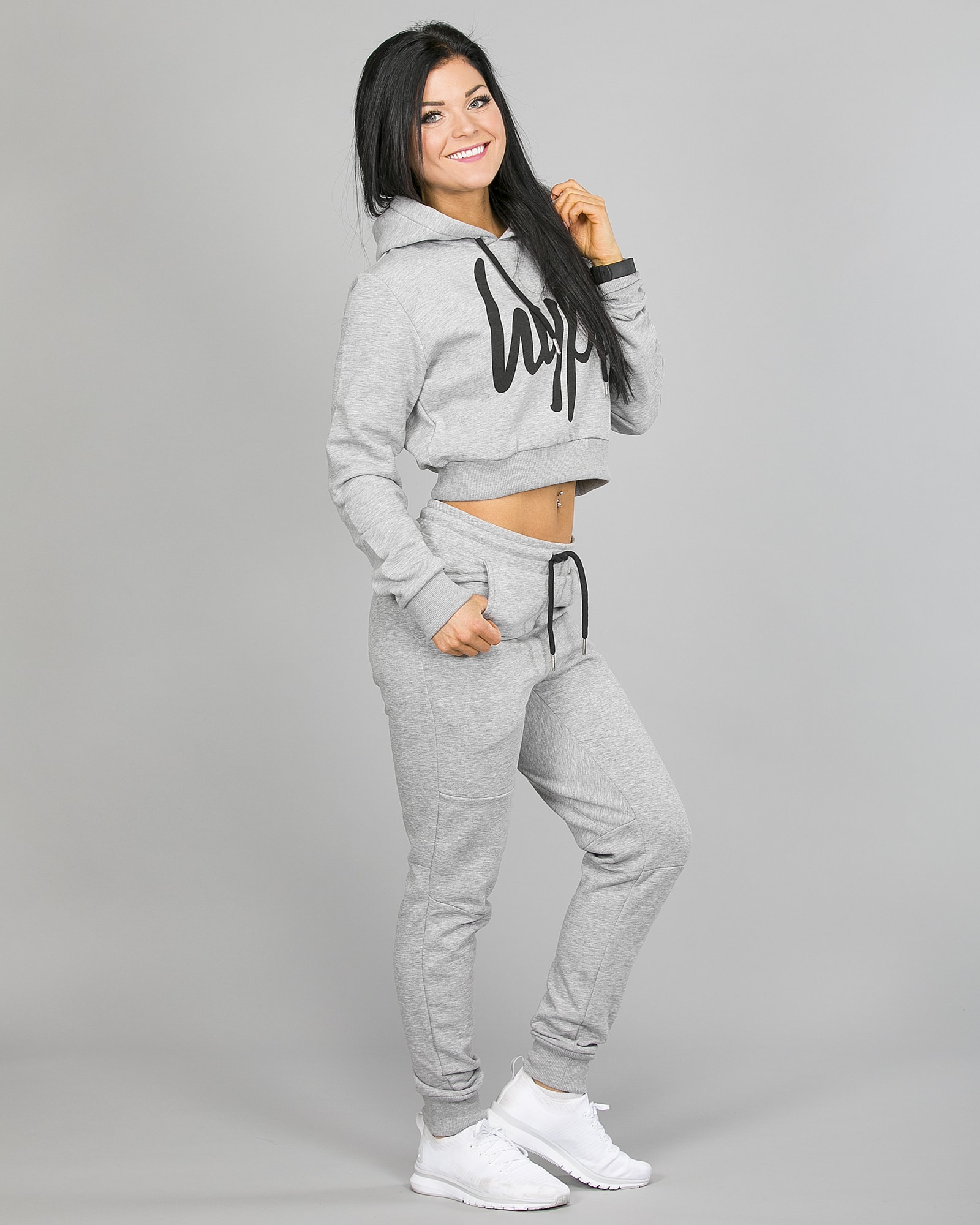 Hype Script Crop Hoodie womch002 and Script Joggers womj002 Grey e