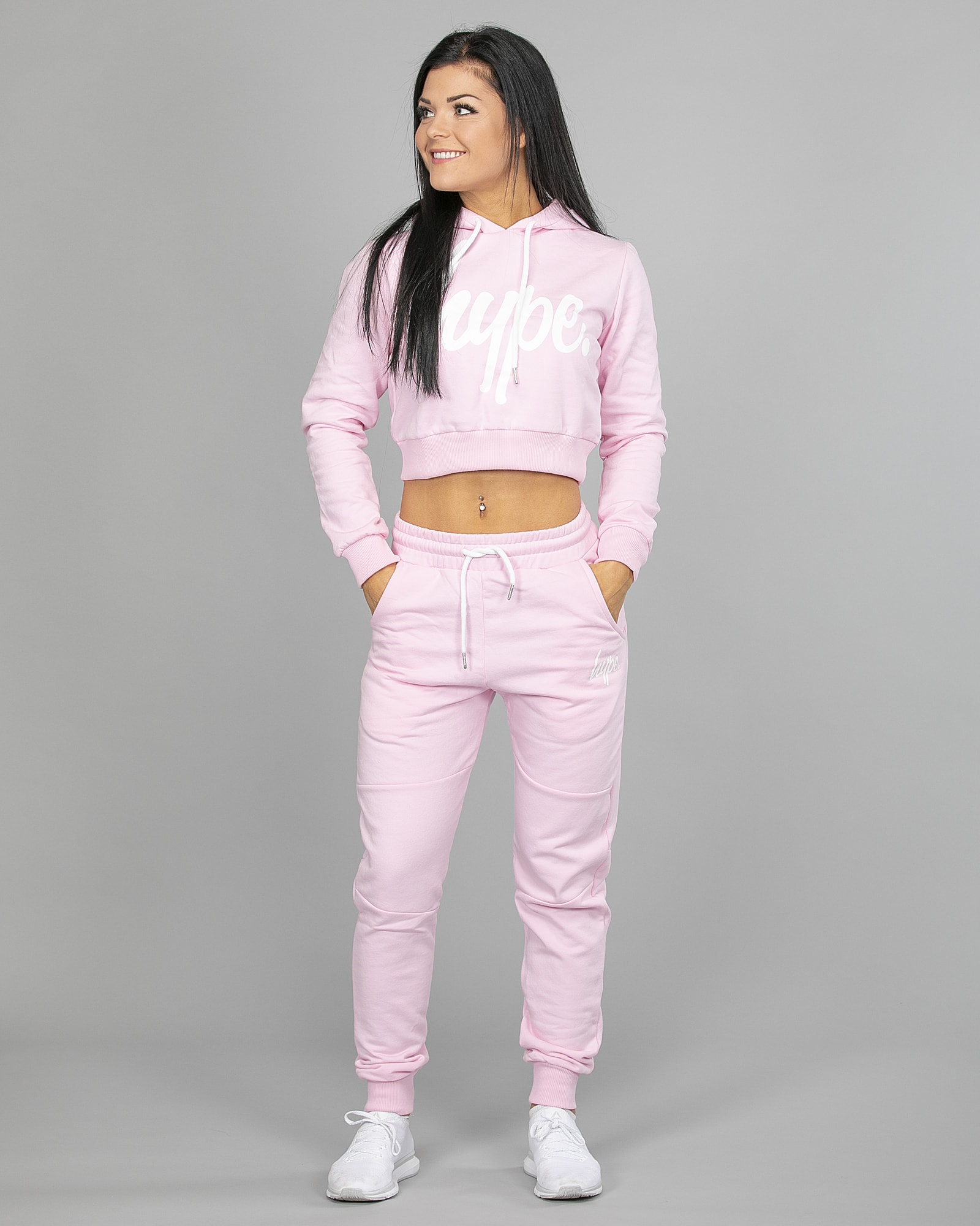 Hype Script Crop Hoodie womch006 and Joggers womj006 Pink b