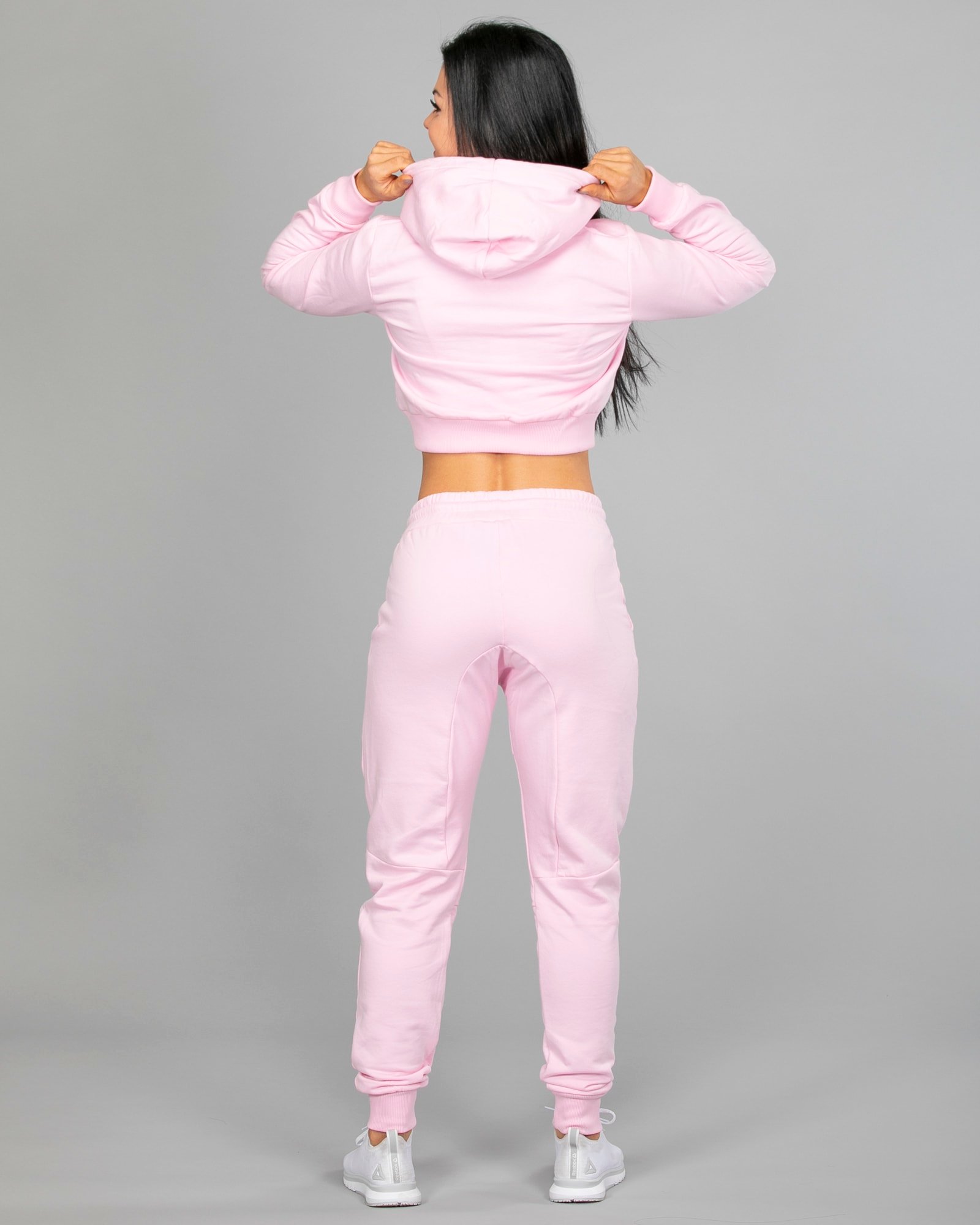 Hype Script Crop Hoodie womch006 and Joggers womj006 Pink d