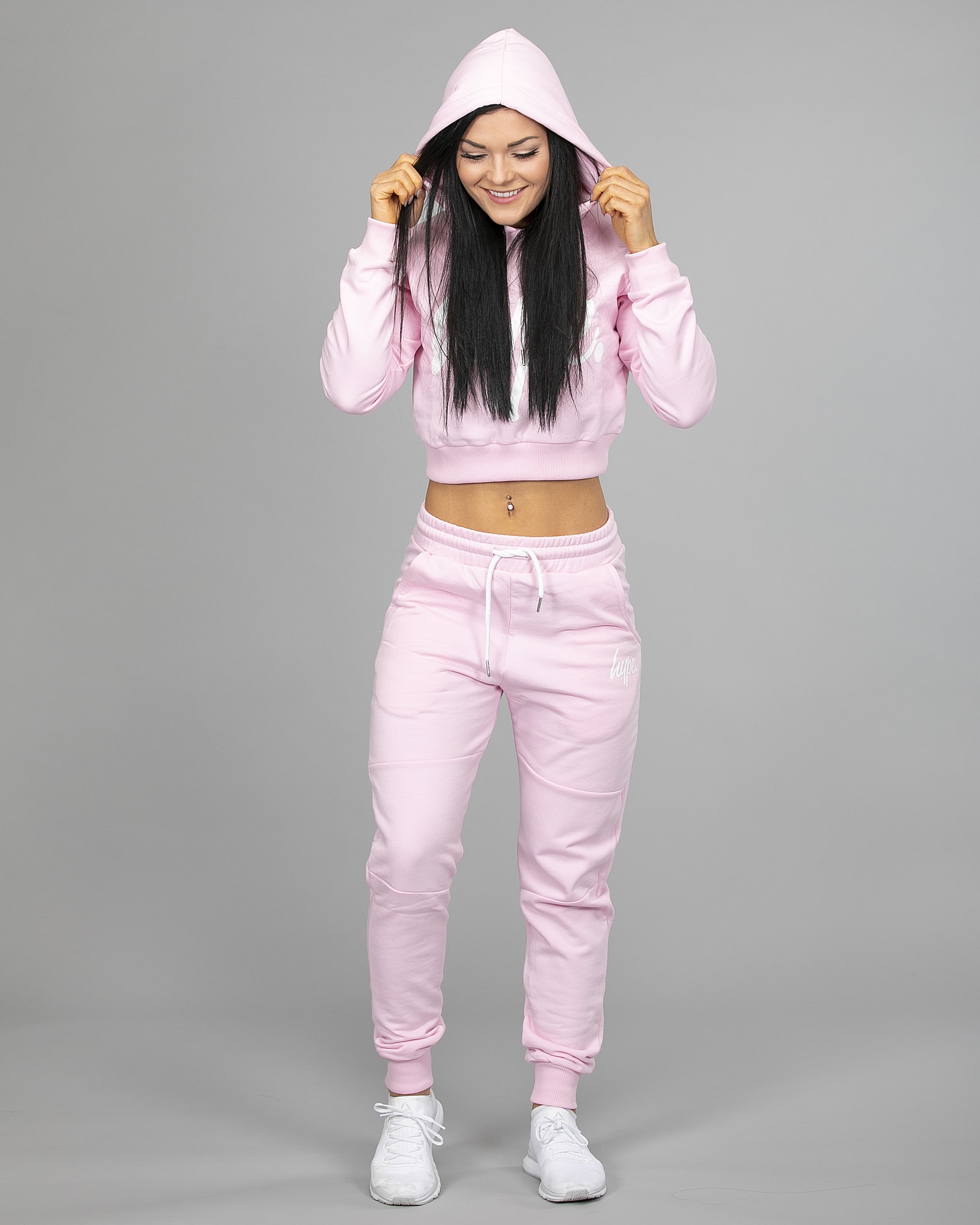 Hype Script Crop Hoodie womch006 and Joggers womj006 Pink g