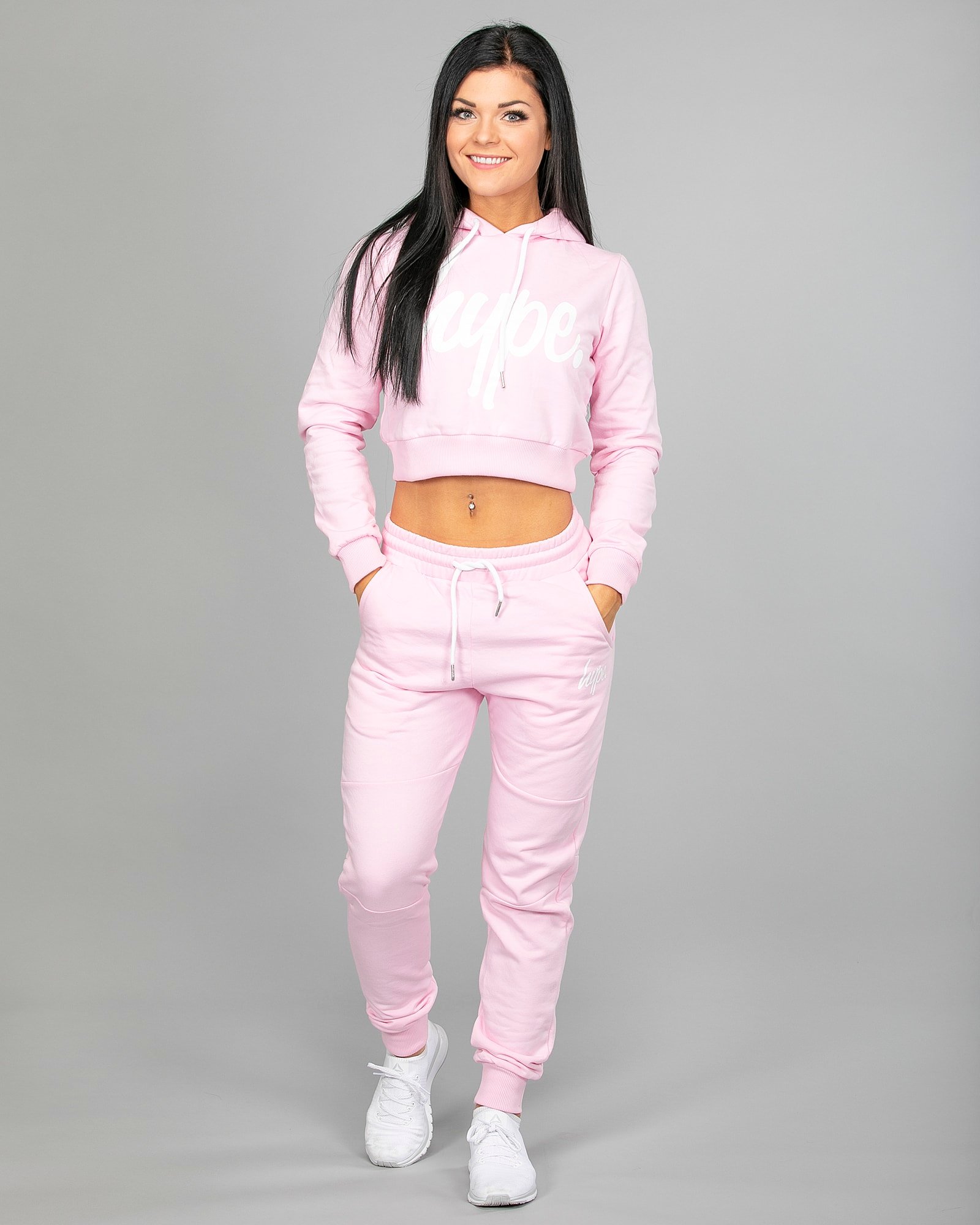 Hype Script Crop Hoodie womch006 and Joggers womj006 Pink