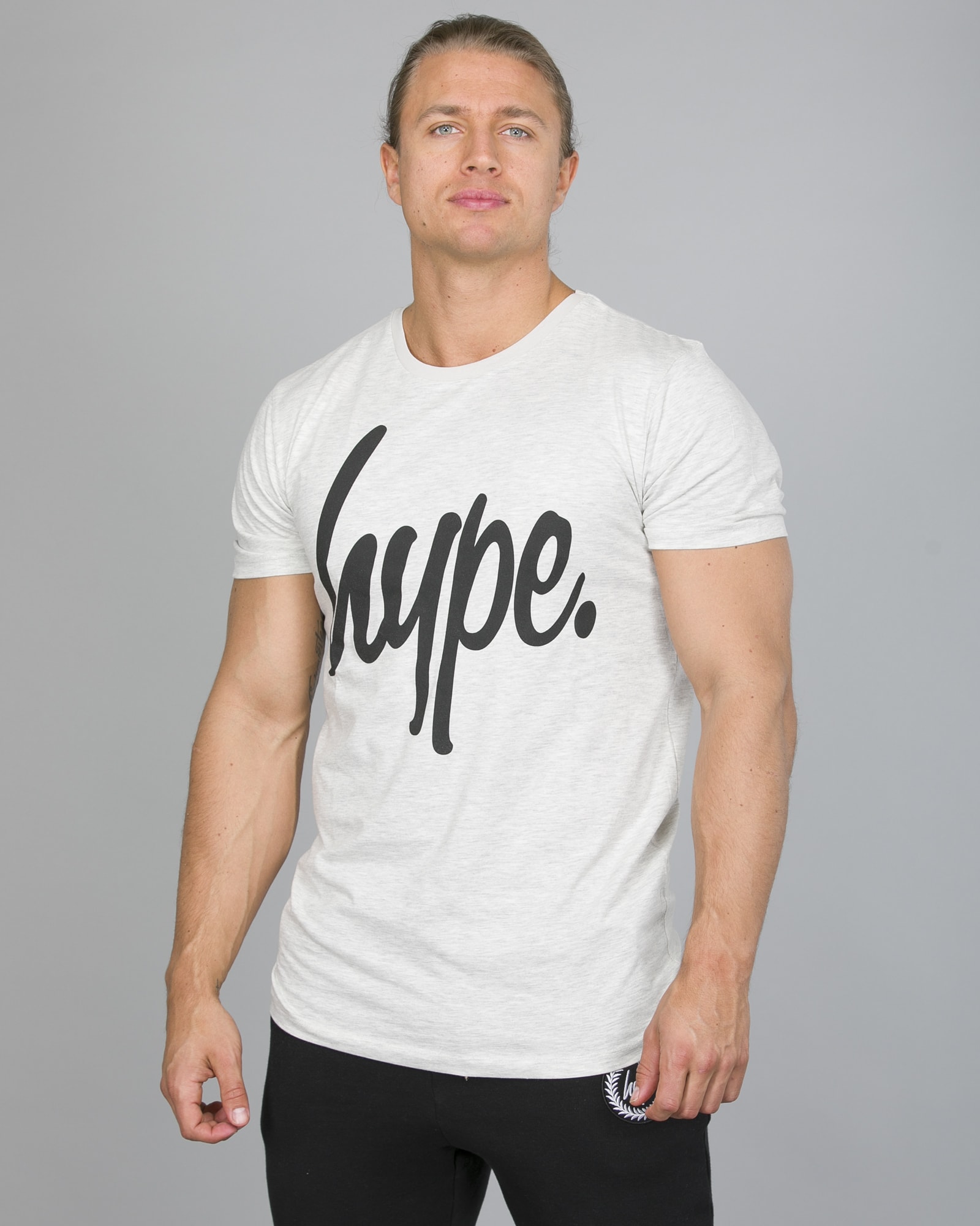 Hype Script T-Shirt Men ss18007 Ash:Black b