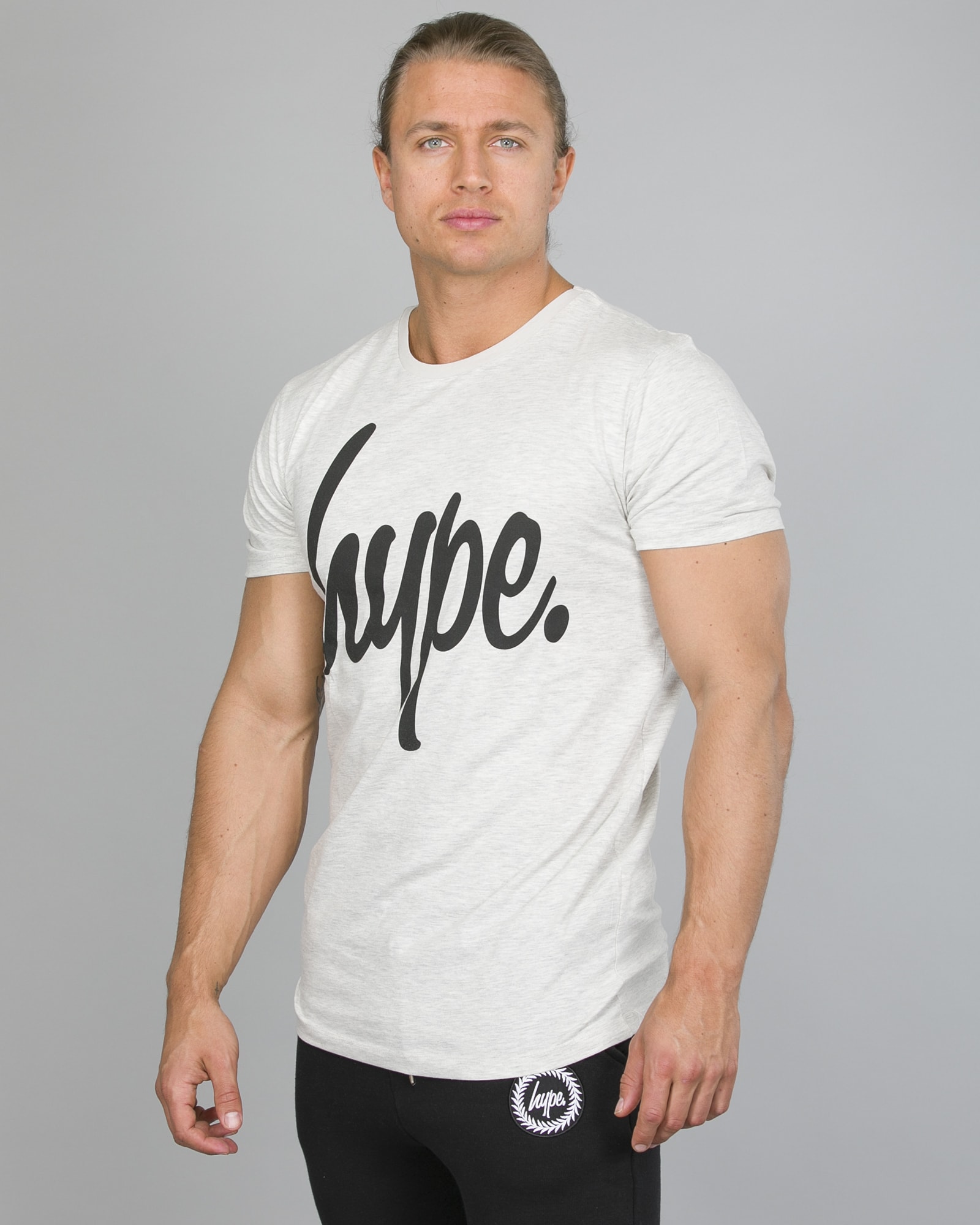 Hype Script T-Shirt Men ss18007 Ash:Black