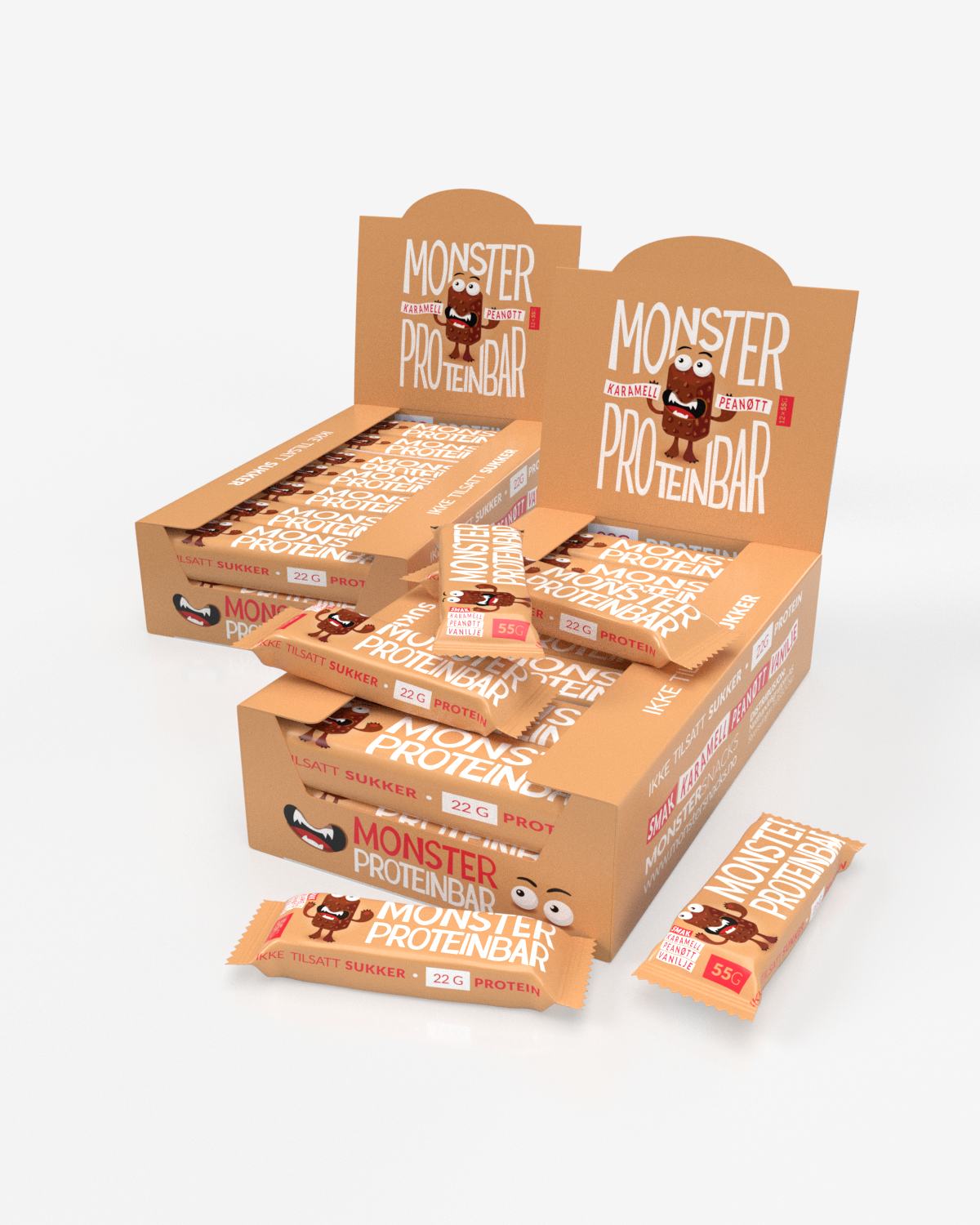 Monster Premium Proteinbar Caramel &amp; Peanut 24x55g